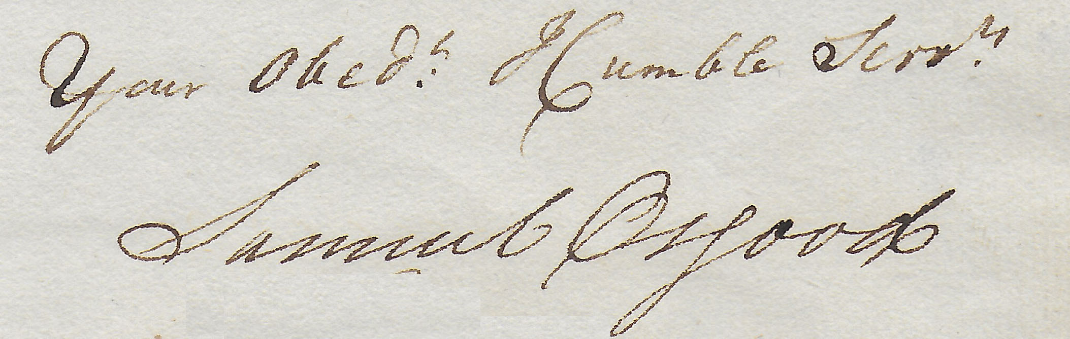 Signature of Samuel Osgood from the Archives of the North Andover Historical Society. 