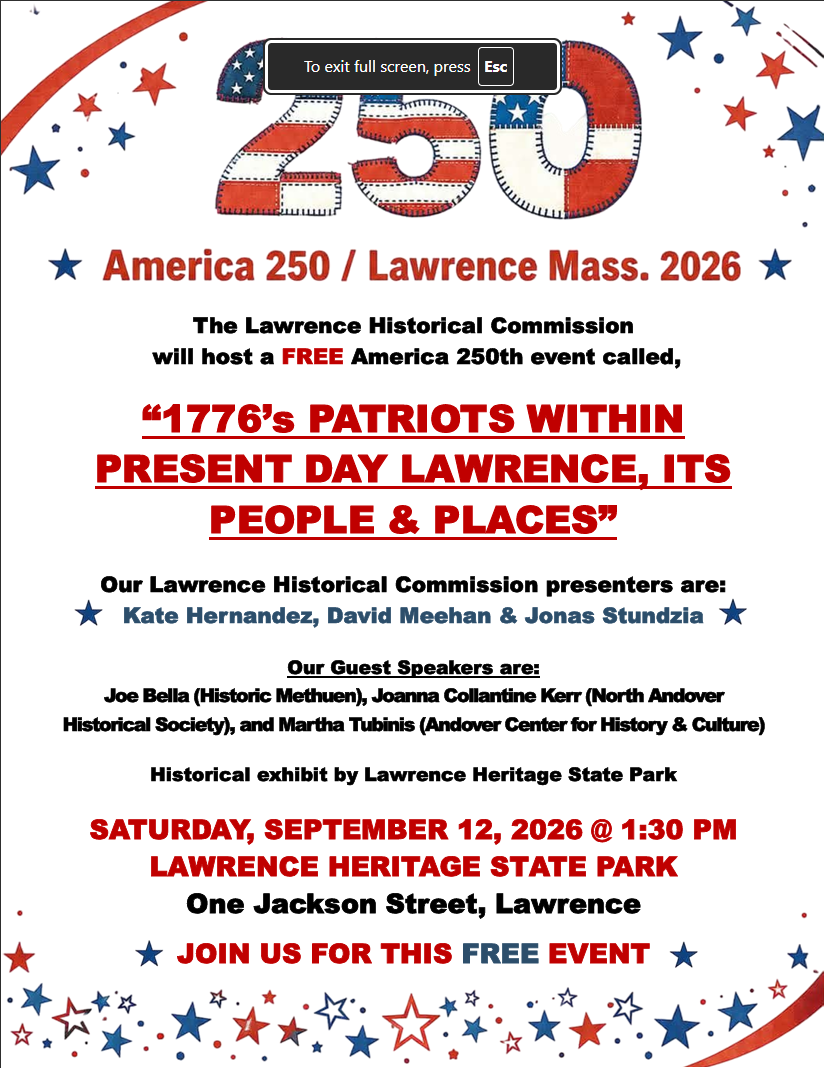 1776's Patriots within Present Day Lawrence, Its People and Places