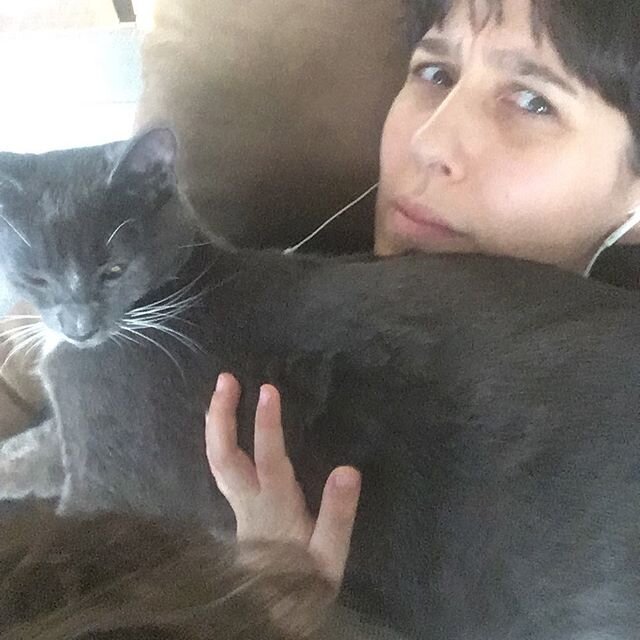 This is what a nap attempt looks like in my life: 9 pound cat on neck, 40 pound boy on belly and on cat. Relaaaaxing.  #momlife #catmom #nycmom