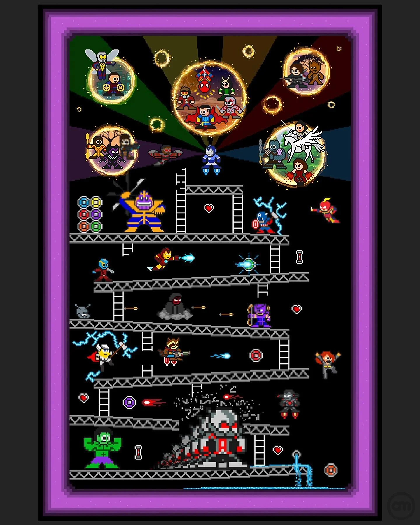 My Avengers Endgame variants. 24x36&rdquo; Variant 2 -> Variant 1. Wrapping up full animation now. 

&bull;
&bull;
&bull;
&bull;
&bull;
&bull;

#videogames #retrogames #donkeykong #pacman #megaman #avengers #avengersendgame #therussobrothers #digi