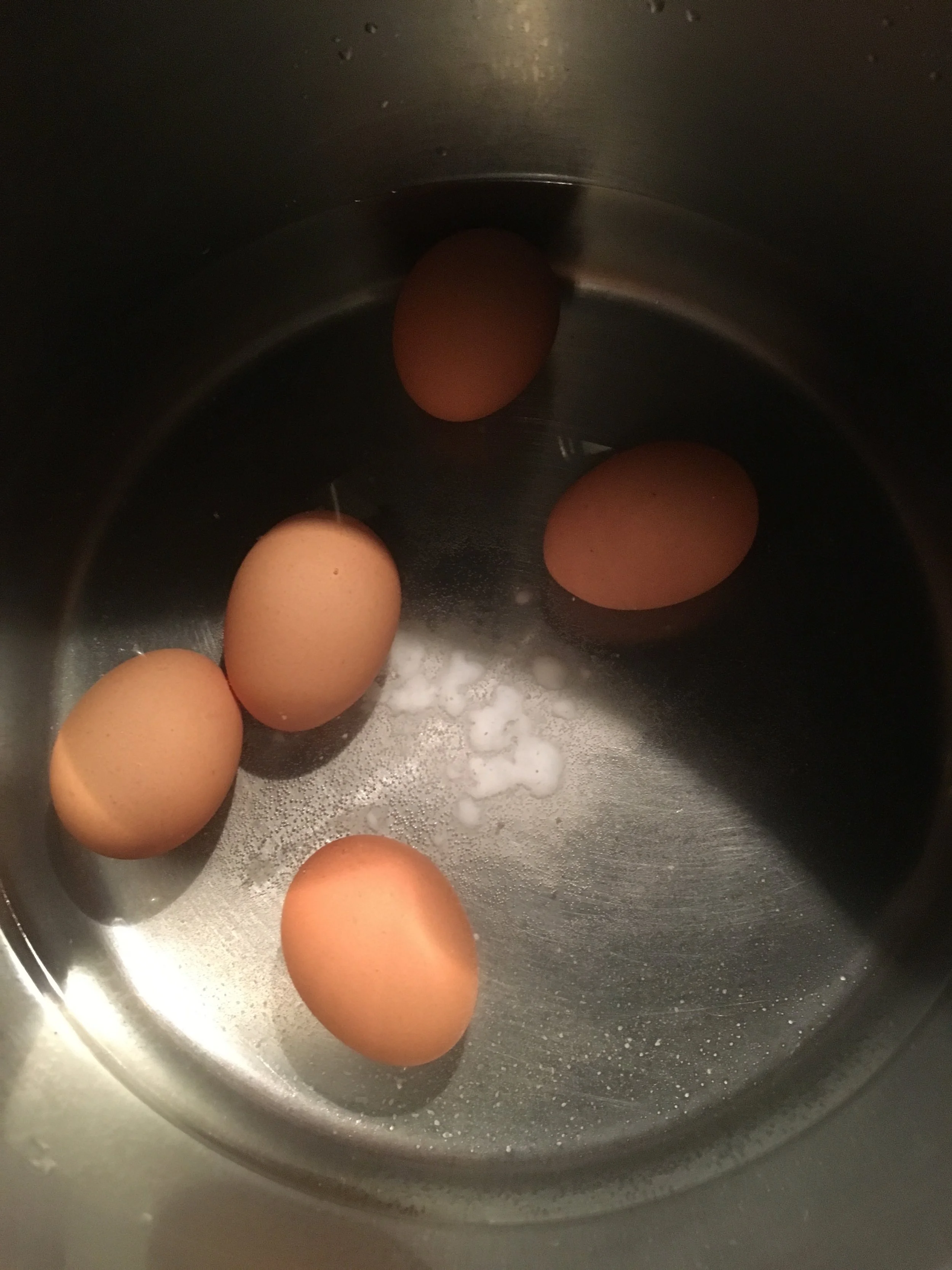 Discovered how easy it is to peel the eggs when you boil them with a bit of baking soda!