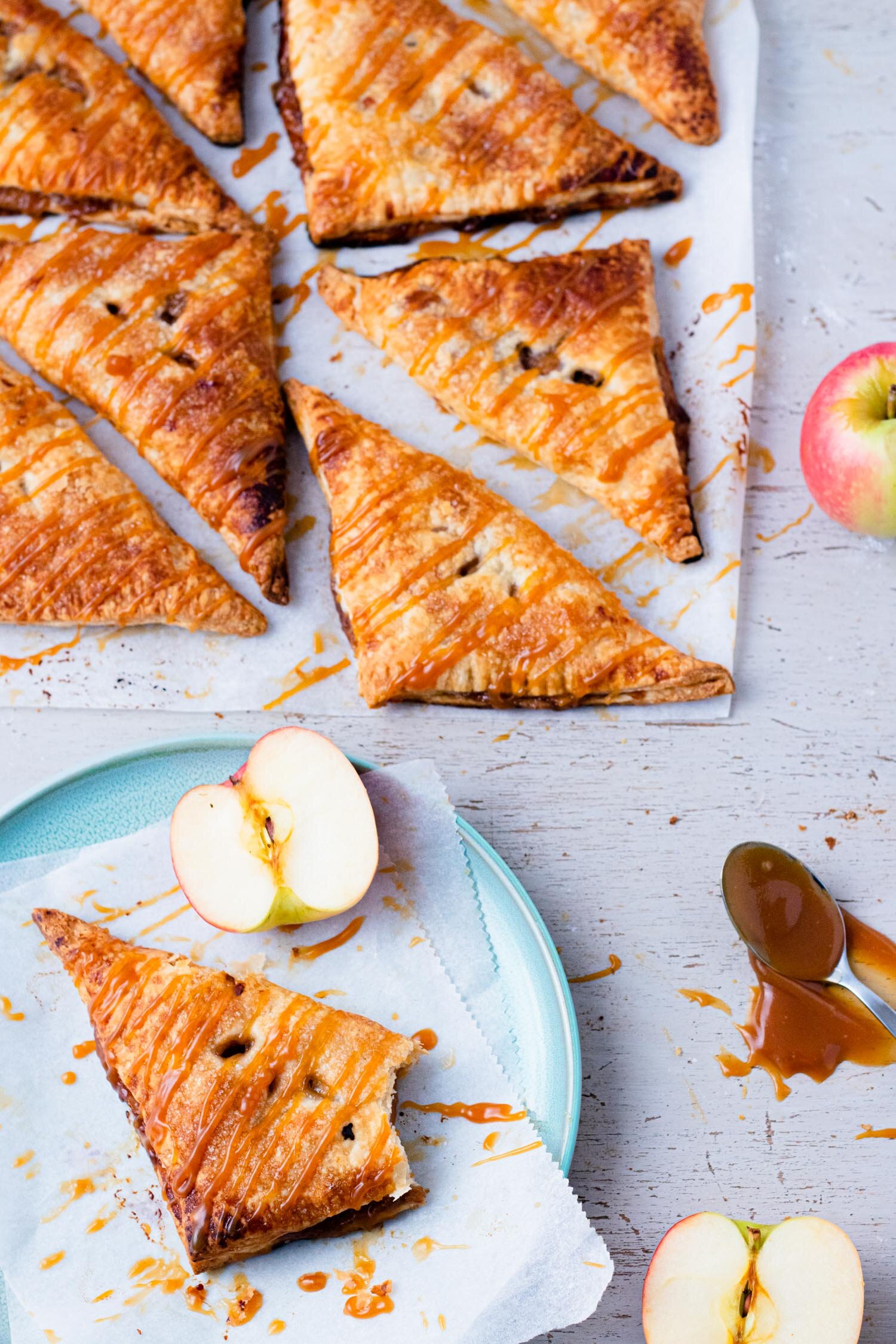 Flaky French apple turnovers with salted caramel sauce — Michelle Bessudo