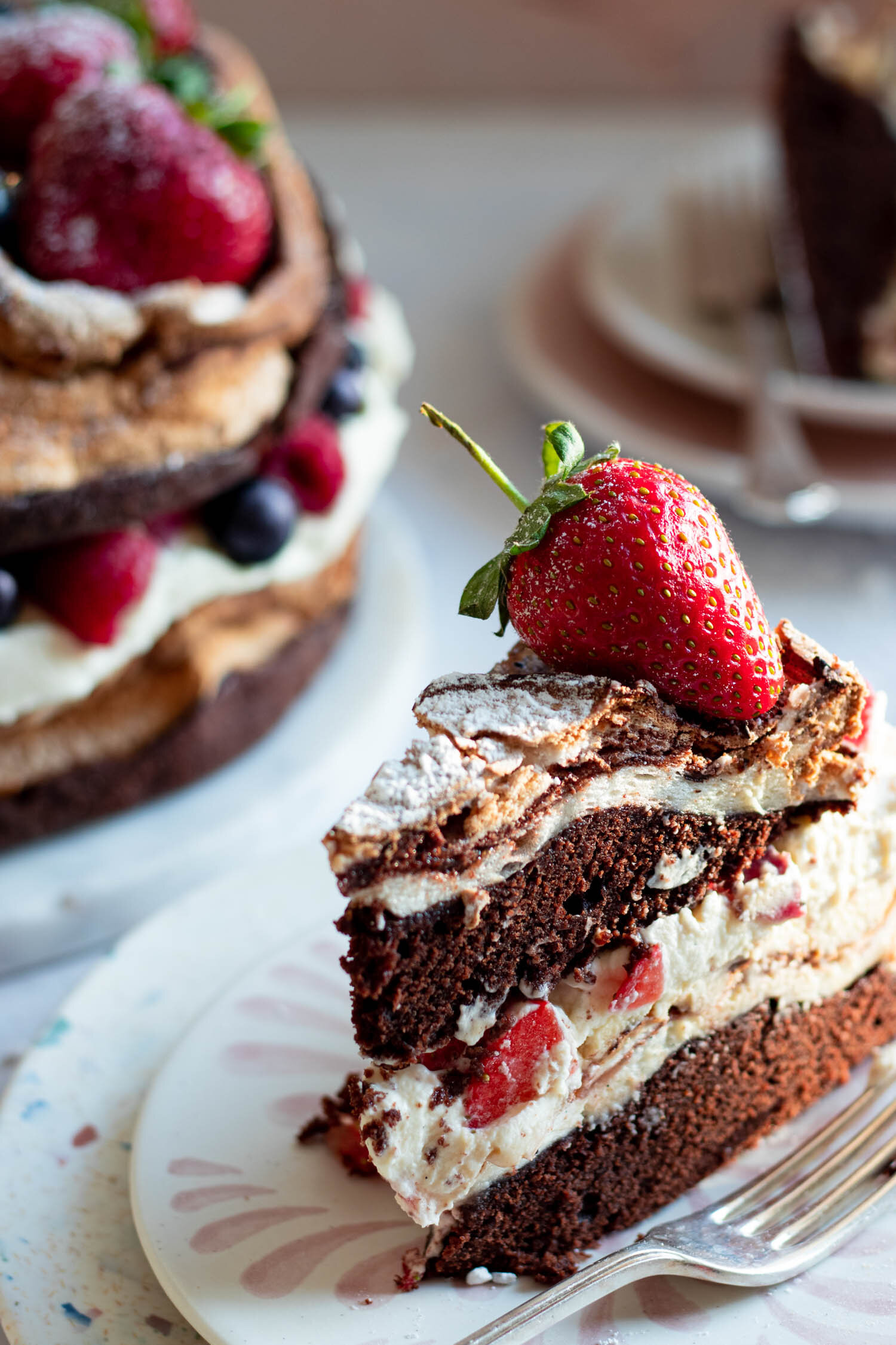 Chocolate berry pavlova cake — Michelle Bessudo