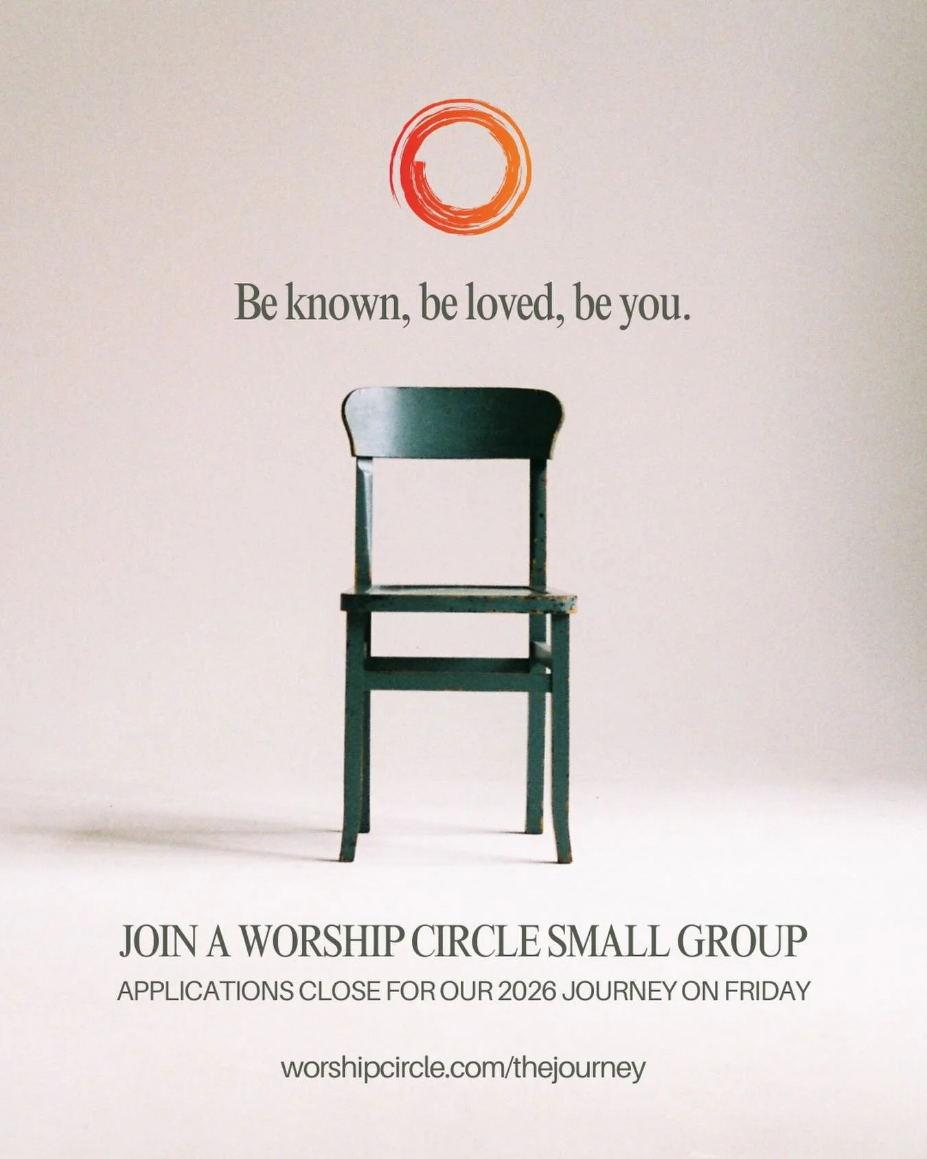 Our applications for the 2026 Worship Circle Small Group journey will close this Friday! 

If you have ever been interested in what it&rsquo;s like to be in a small group with other worship leaders like yourself, where you can be known, loved and aut