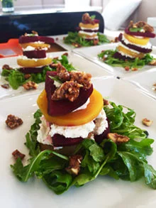 Golden and Purple beet and goat cheese tower