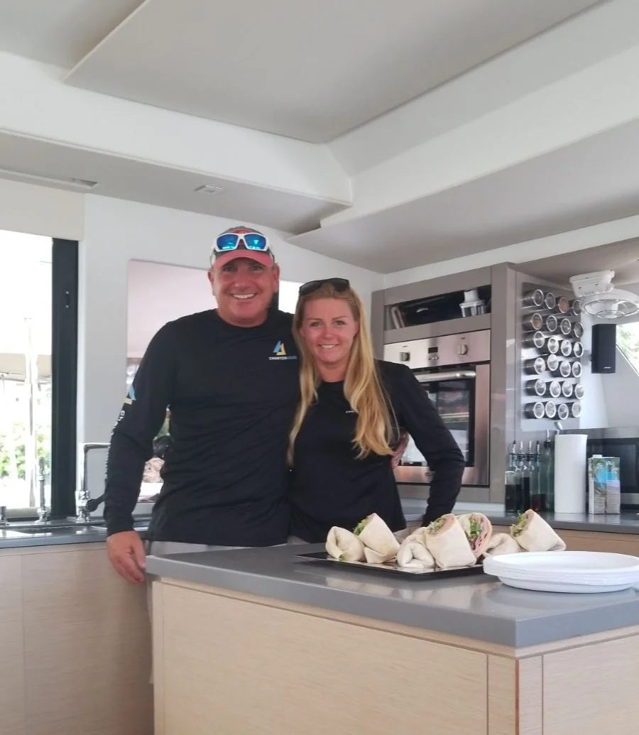 Captain Mark and Chef Heather of the charter yacht Mariann - St Thomas