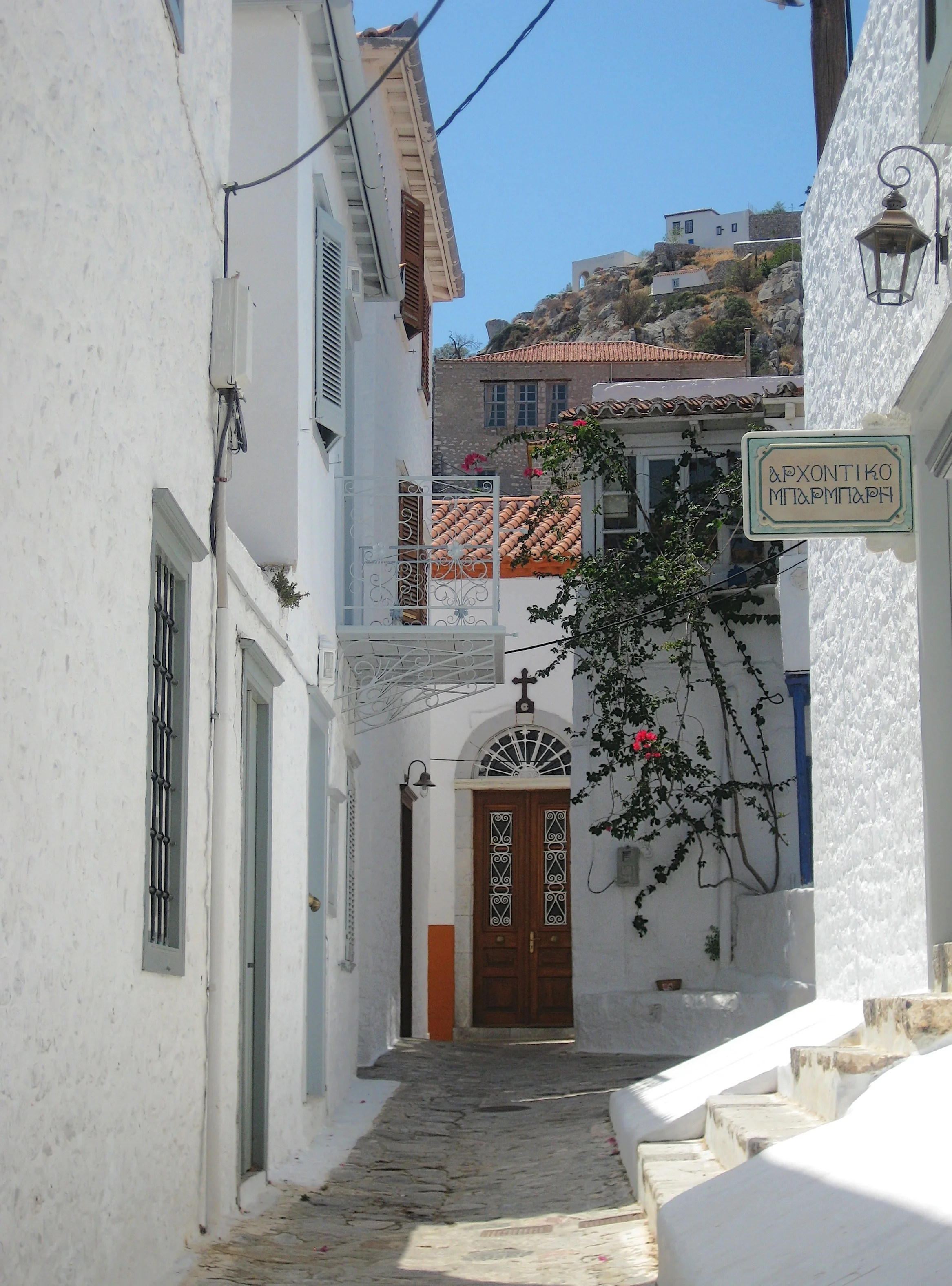 A street in town on Hydra, Greece