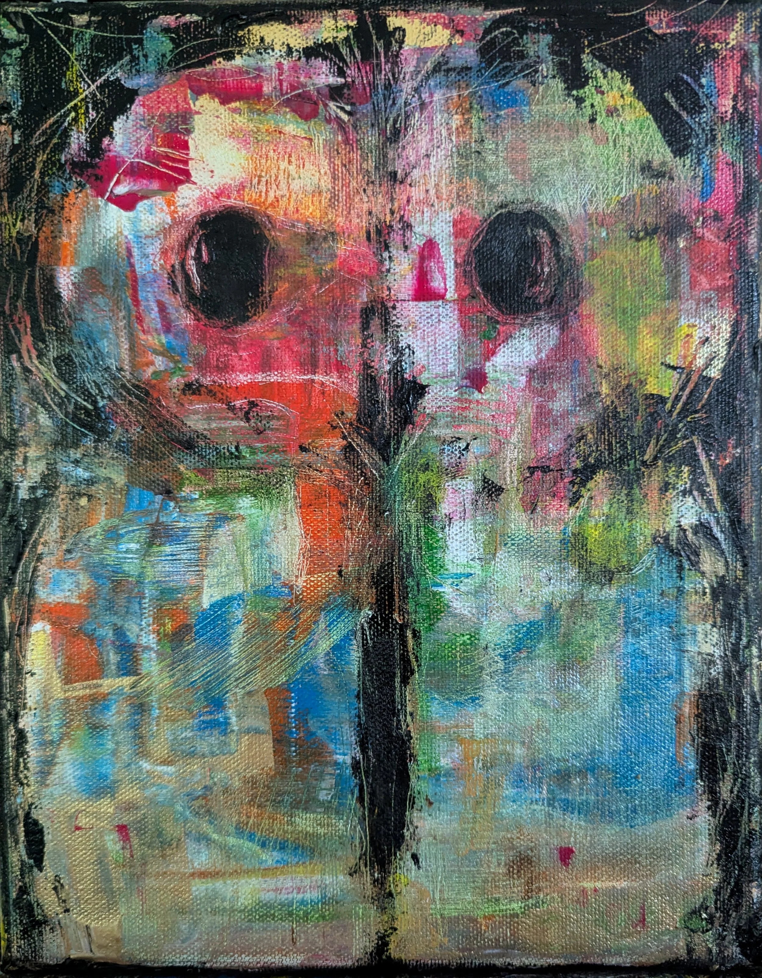 Night Owl II, Oil and Acrylic on Canvas, 8" x 10"
