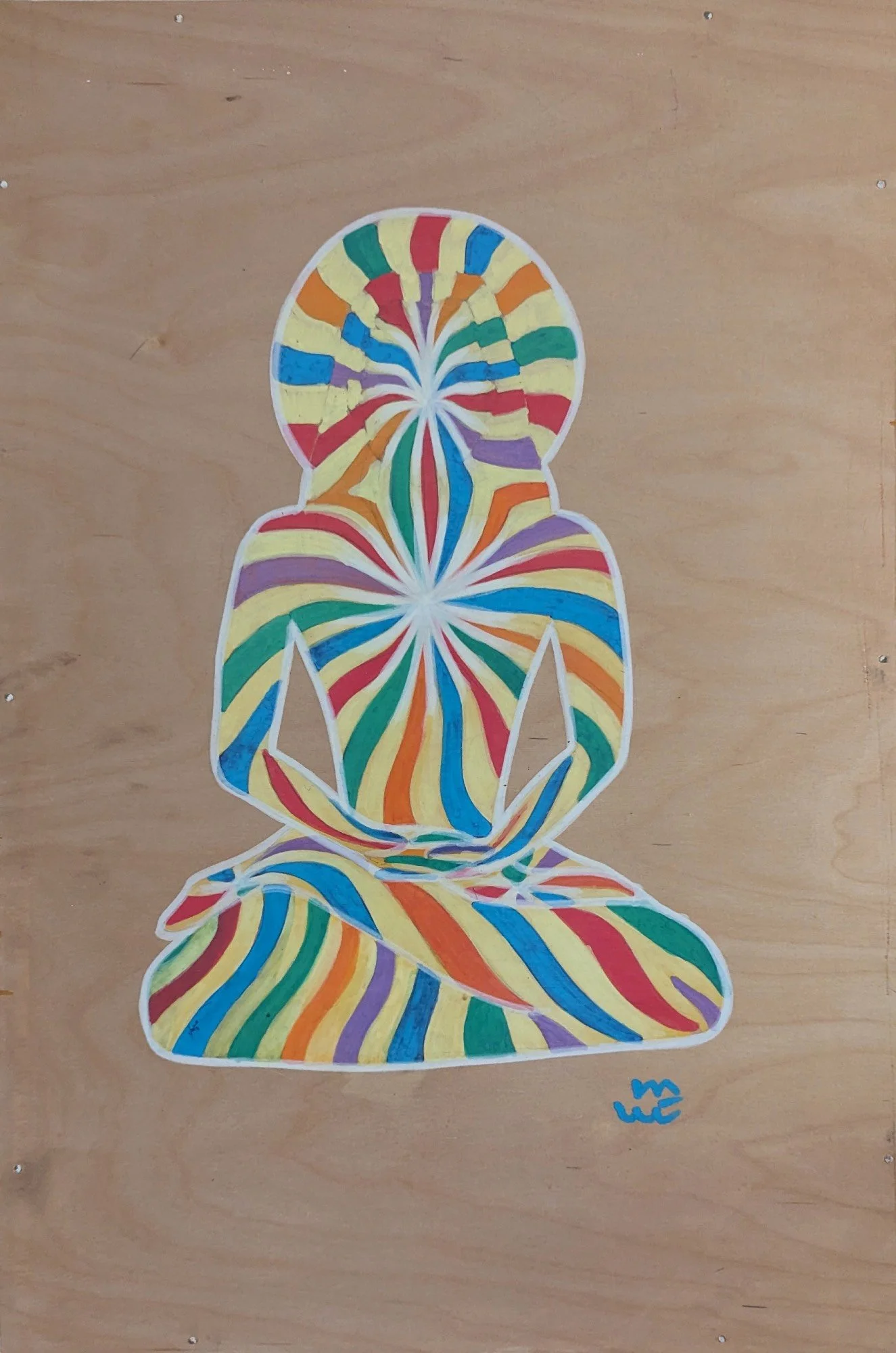 Rainbow Body Babaji, Acrylic on Wood Panel, 16" x 24"