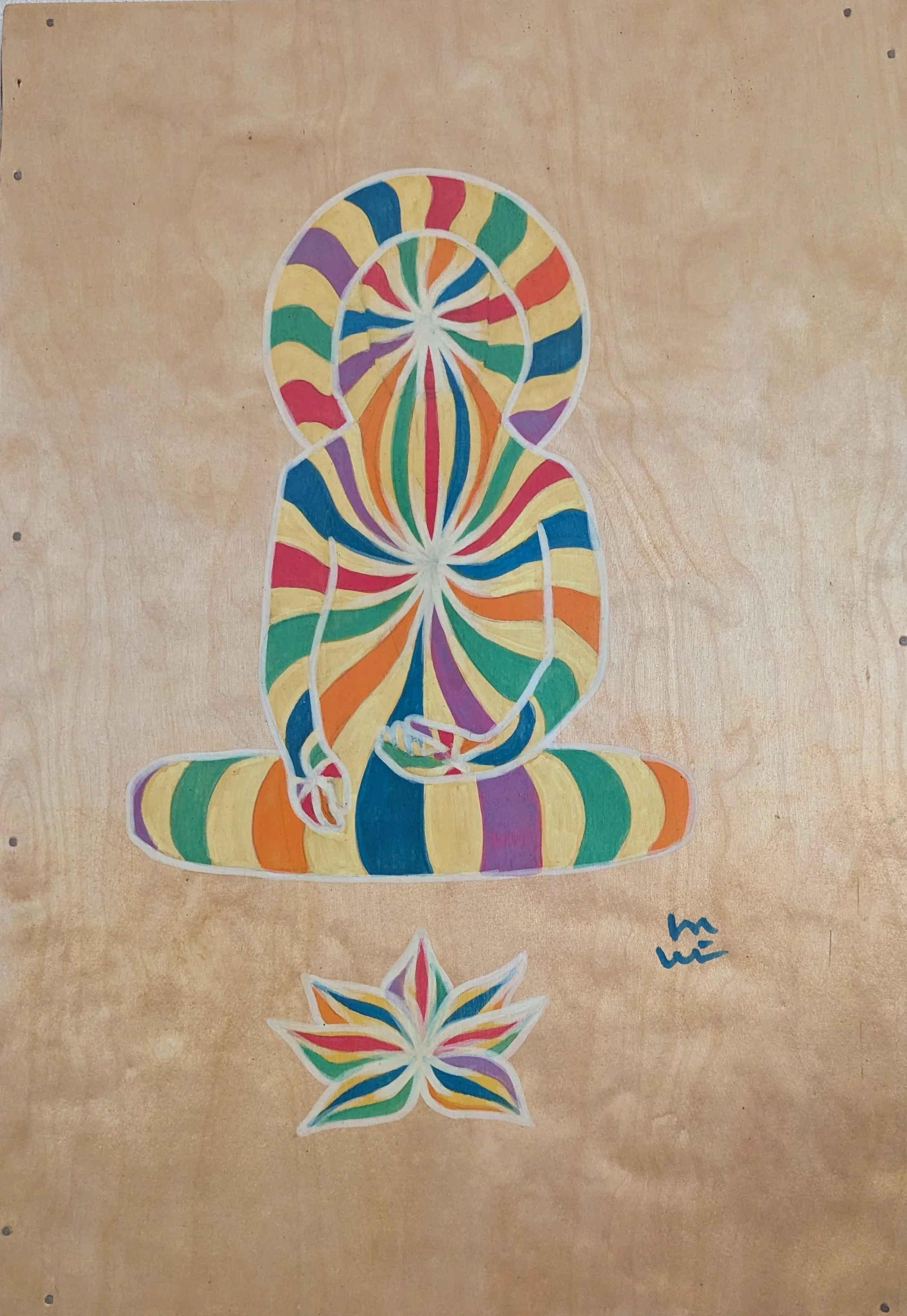 Ram Dass Rainbow Body, Acrylic on Wood Panel, 16" x 24"