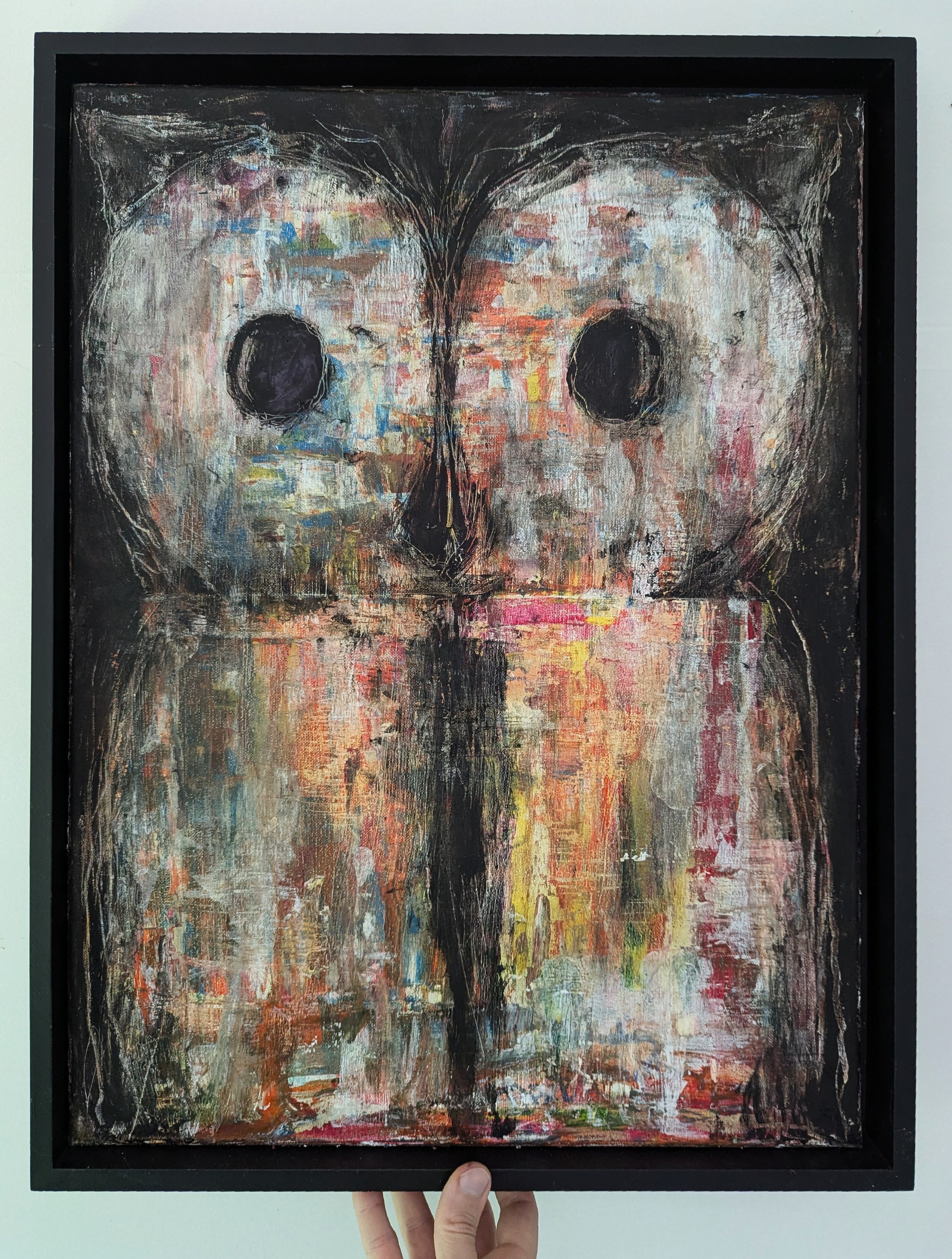Night Owl III
Oil and Acrylic on Canvas
2026
16&rdquo; x 24&rdquo;

This vibrant "Night Owl III" painting is a medium-sized canvas bursting with acrylic and oil paints. The artist, inspired by the energetic release found in abstract art, us
