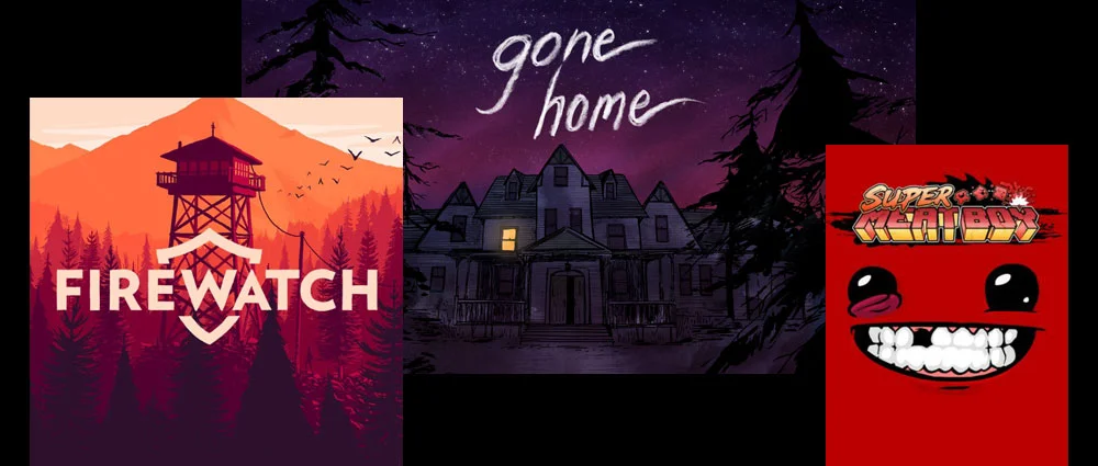 Firewatch, gone home, Super Meat Boy Thumbnails