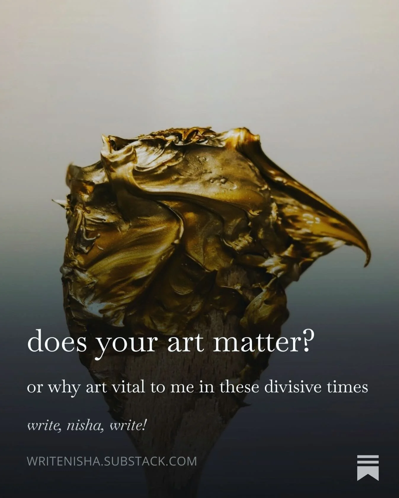 the writing life | substack no. 39⁠
⁠
It&rsquo;s really hard to believe that my art matters when the world is on fire.⁠
⁠
But I also realize that art and the act of creation is vital now more than ever to recall our capacity for connection and empath