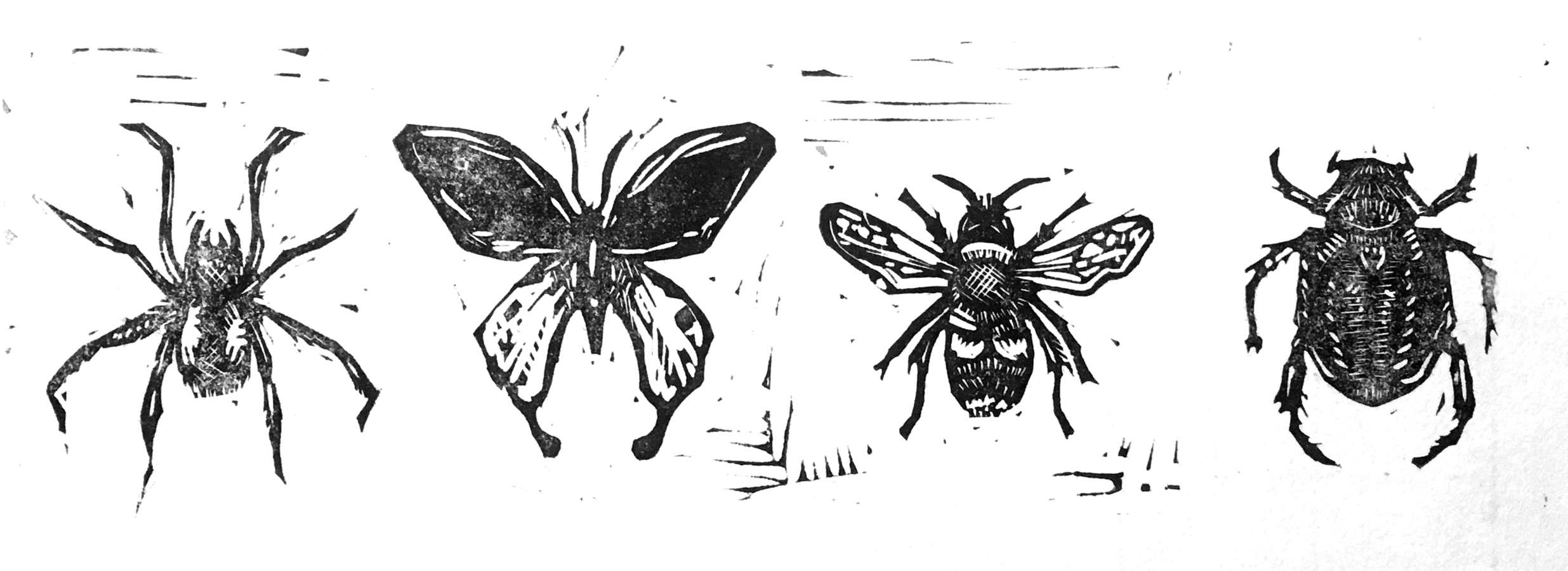 Insects 1 - Linoleum Print, Test Print