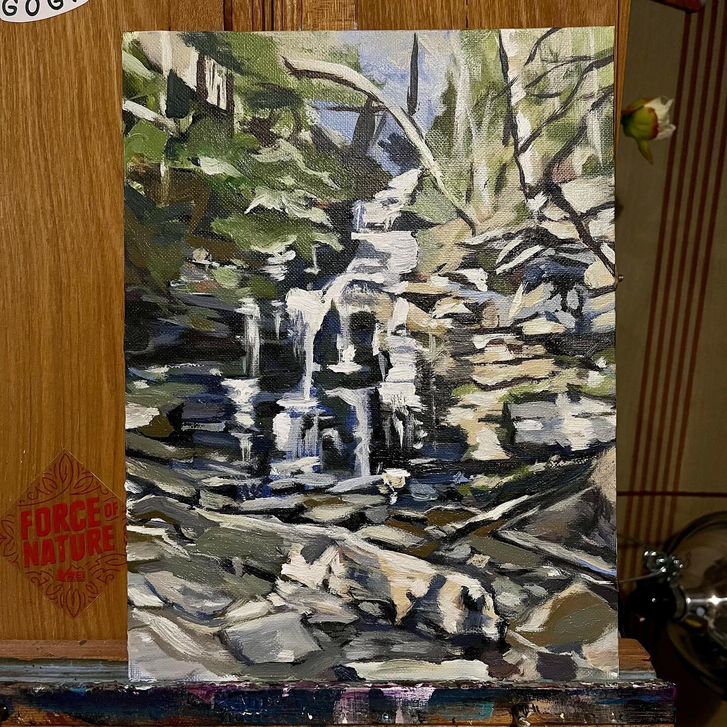 Another little WIP #landscapepainting #waterfall #rickettsglen #landscape #painting #practice #wip #workinprogress