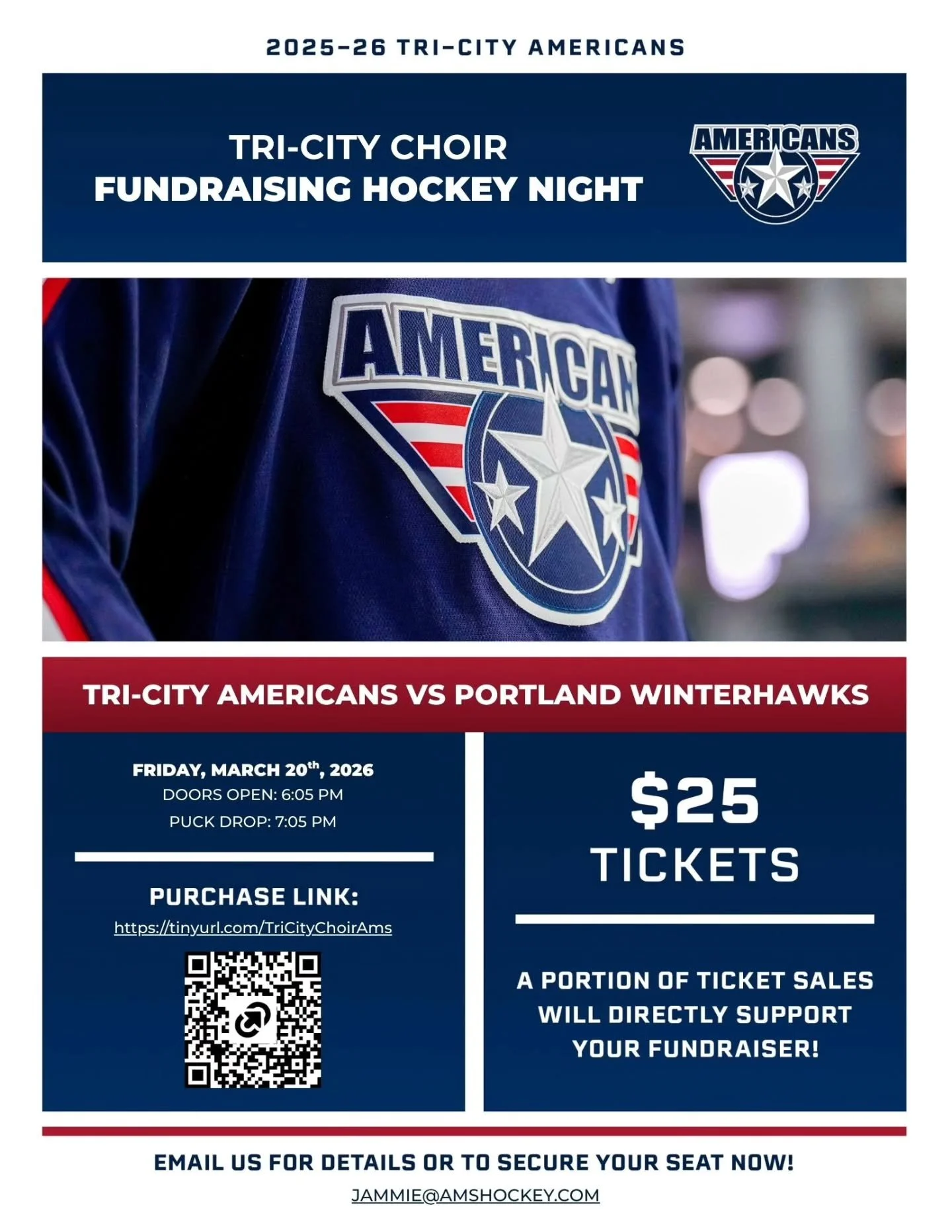 🚨🚨NEXT Friday, March 20th, bring your crew to the Toyota Center and cheer on the Tri-City Americans as they battle the Portland Winterhawks! Puck drops at 7:05 PM (doors open at 6:05 PM). 🏒 🌟 

Grab your tickets, and a portion of EVERY sale goes 