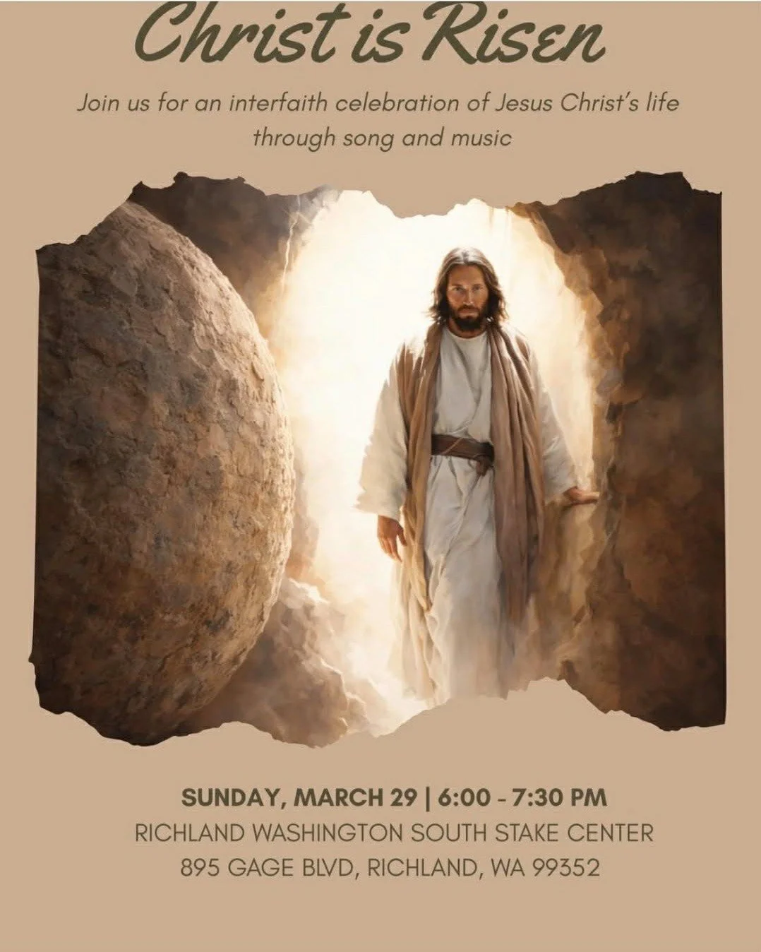 Please join us Sunday, March 29th for "Christ is Risen" - an interfaith celebration through song and music. Admission is free and open to the public. 🌷🌷