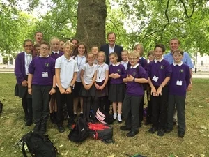 Nick meeting pupils from Duncton school on their school trip to Westminster
