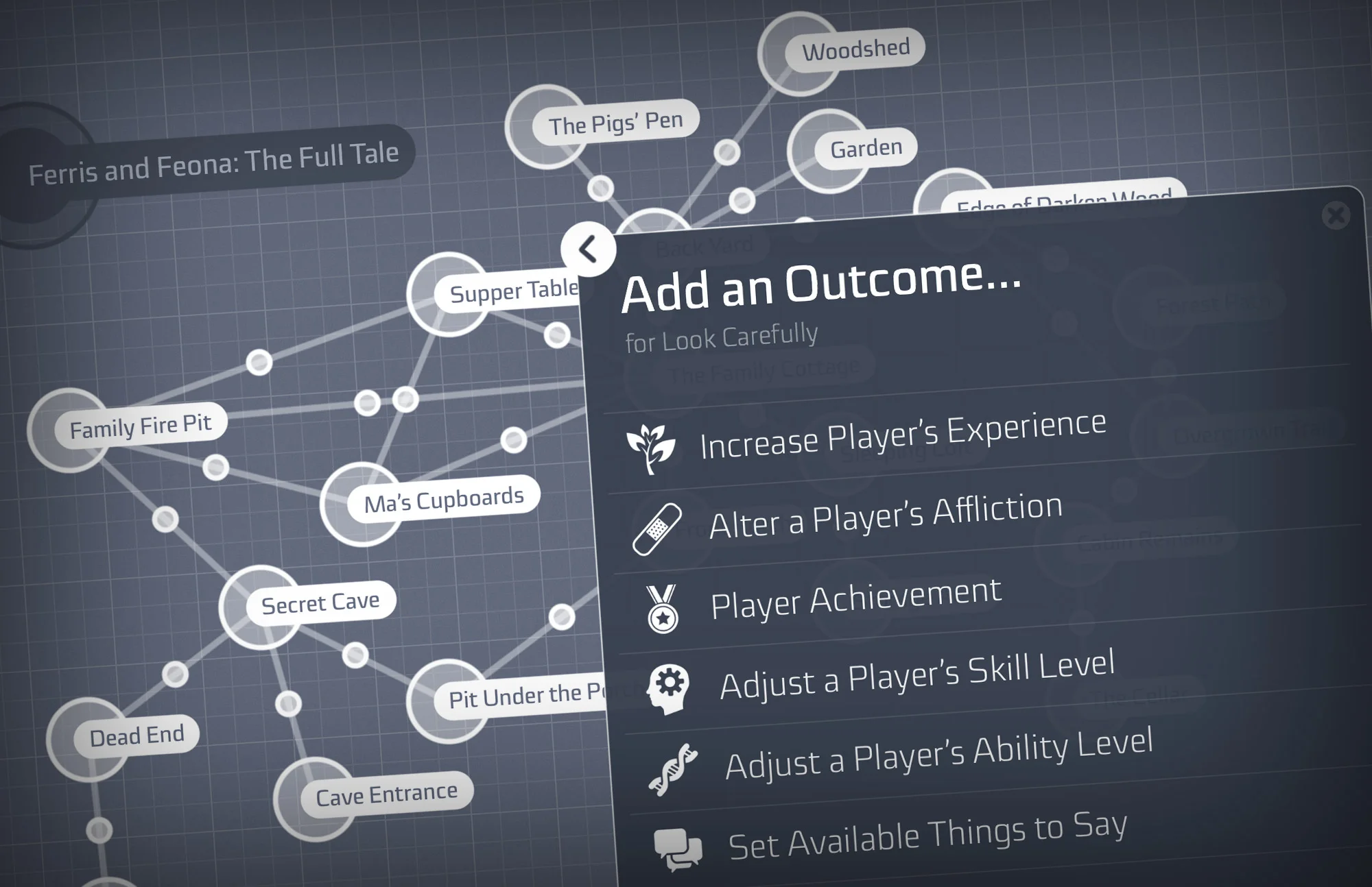 The integrated Story Map editor gives you a fun, powerful environment for building sophisticated interactive adventure stories.