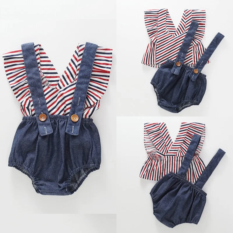 2pc Stripped Romper