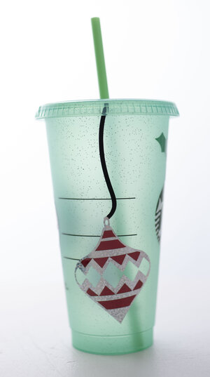  Starbucks Holiday Ornament 2015 Mini Clear Travel Cup with  Green Straw: Home & Kitchen