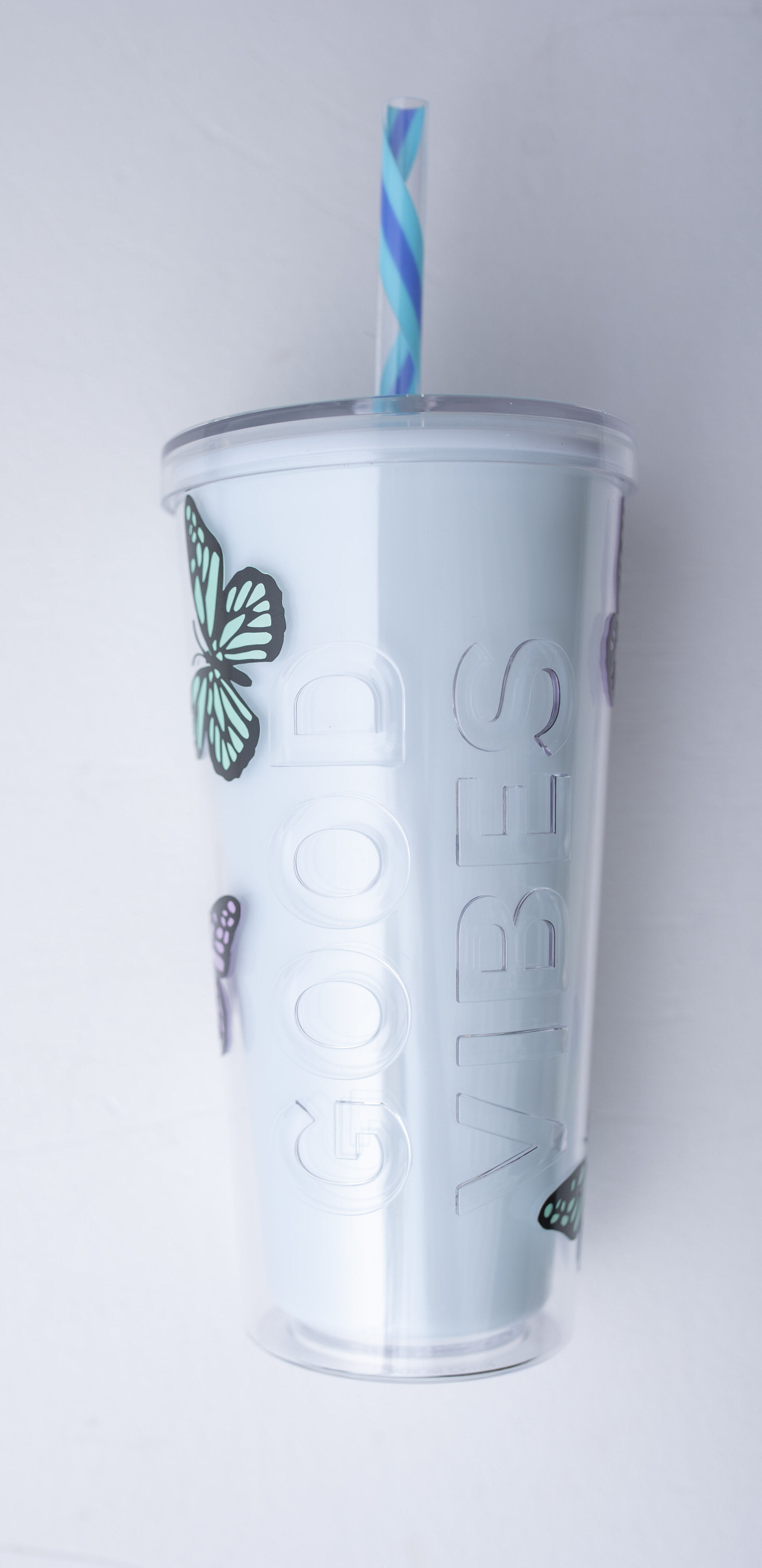 Good Vibes Acrylic Color Changing Butterfly Cup