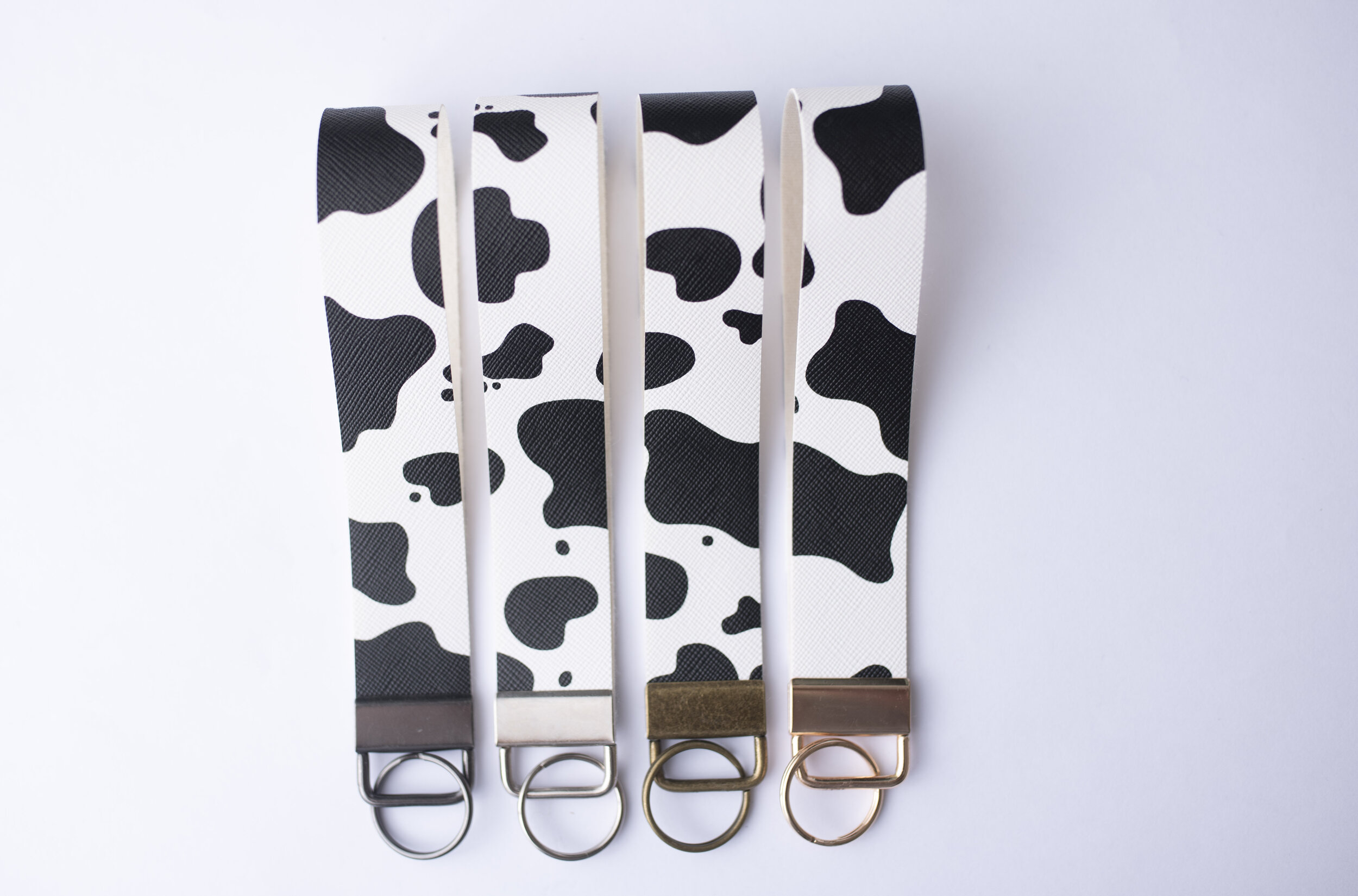 Cow Print Wristlet Key Fob 