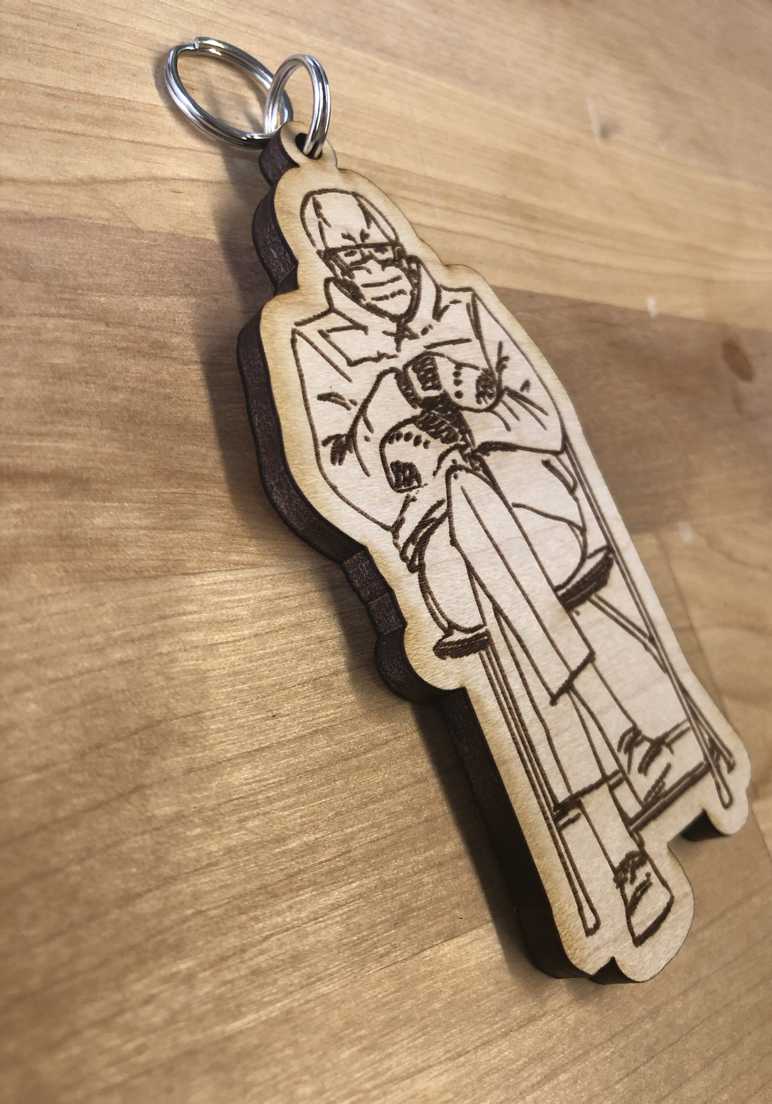 Bernie Meme Wood Keychain
