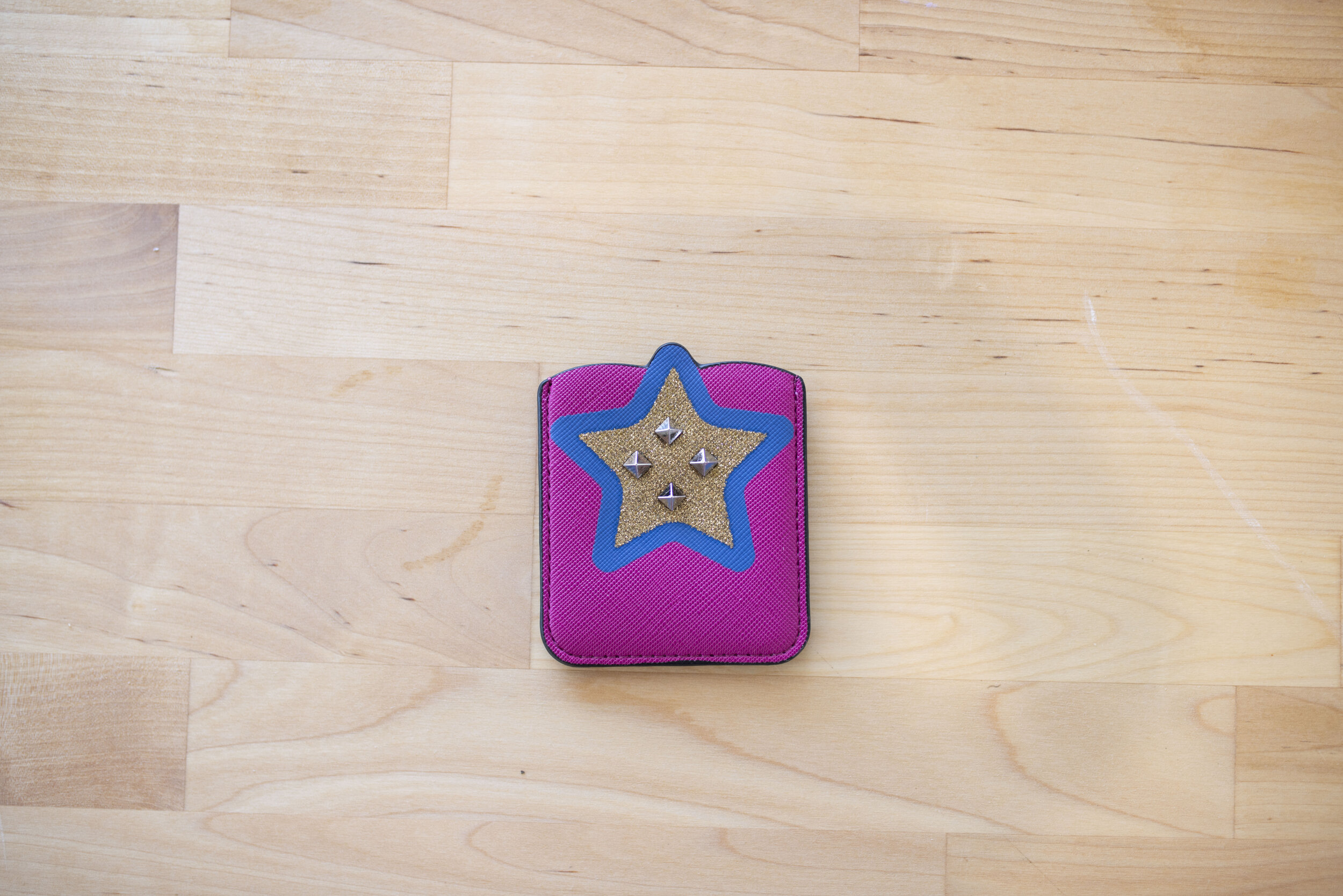 Pink Star Studded pocket Cellphone Sticker Backing