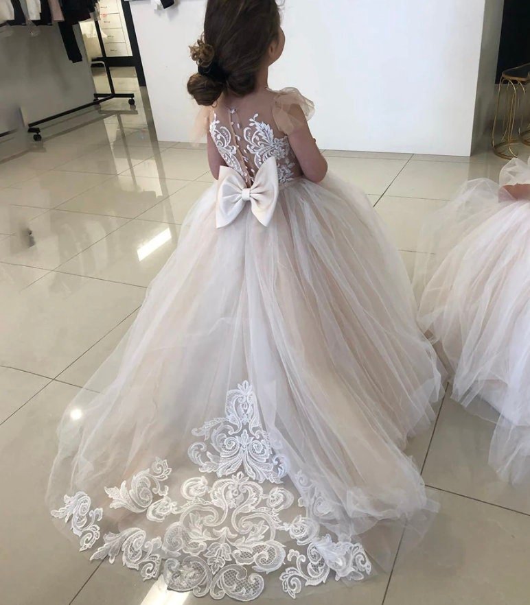 Flower Girl Dresses Lace Beading, Communion Dress Tulle, Ball Gown Girl, Party Dress New Year 2021