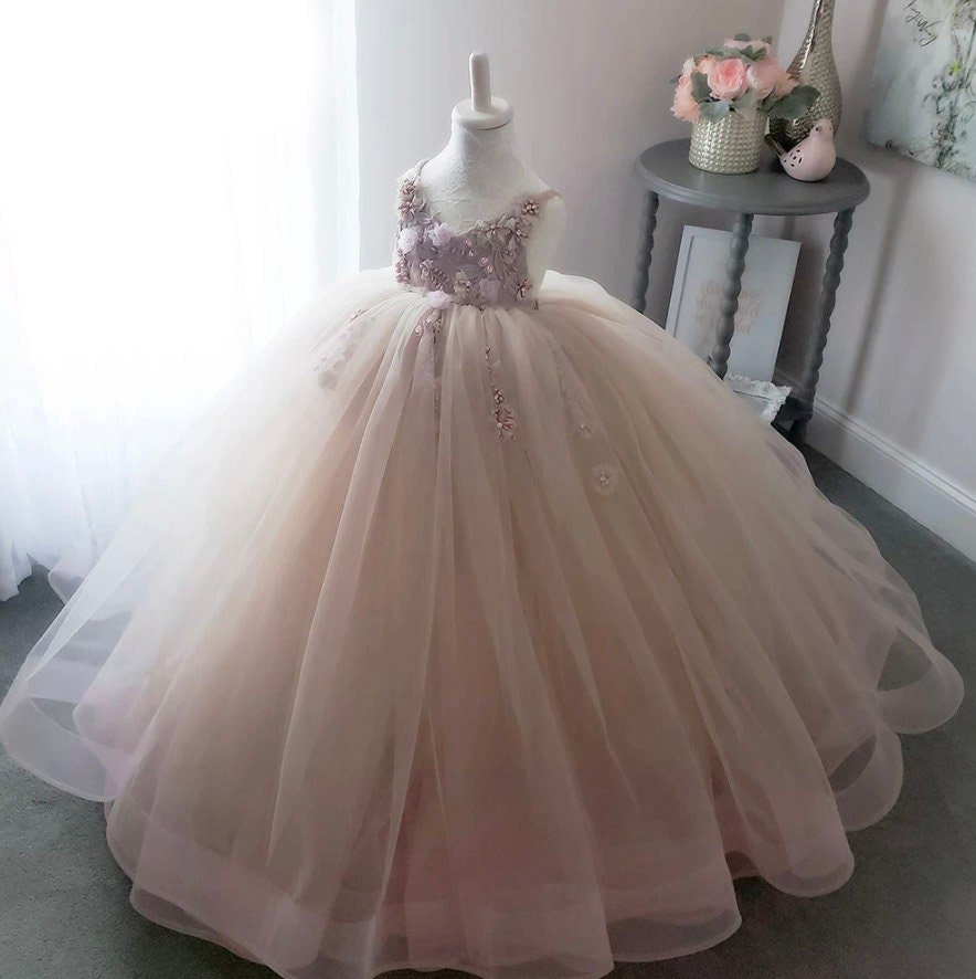 Flower Girl Dresses Lace Beading, Communion Dress Tulle, Ball Gown Girl, Party Dress New Year 2021