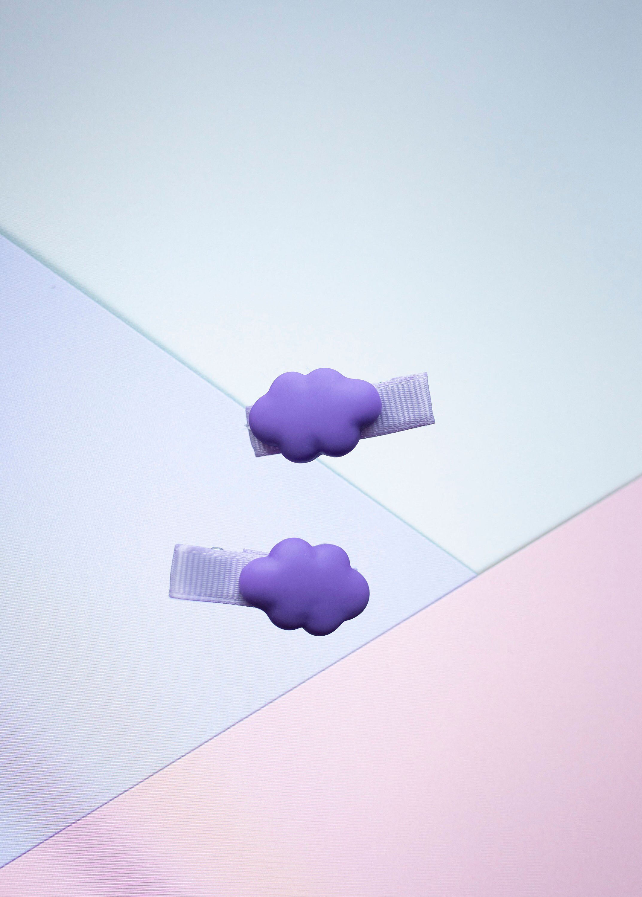 Set of 2 Purple Cloud Barrettes