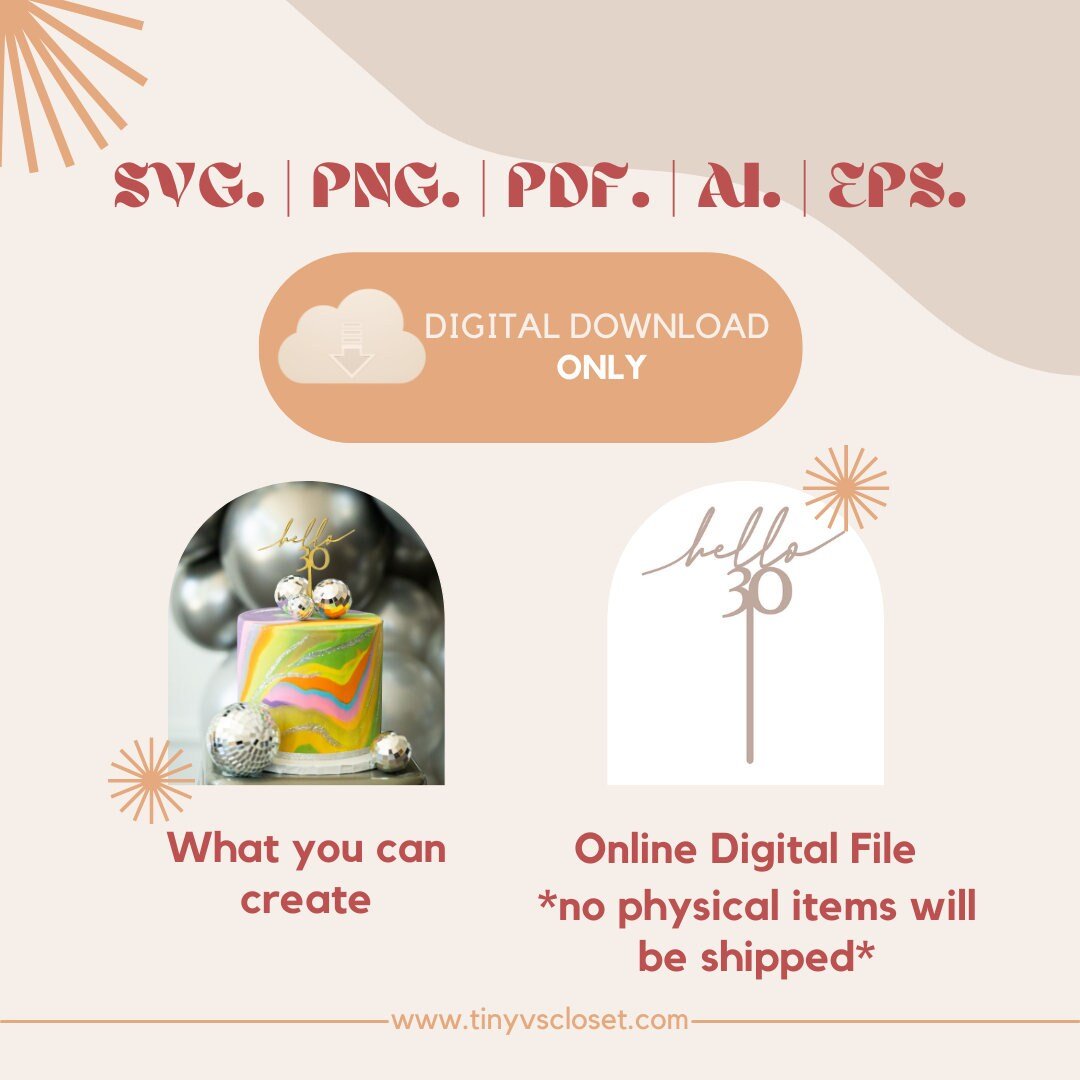 DIGITAL FILE ONLY |  Hello 30 | svg, png, ai, pdf, eps