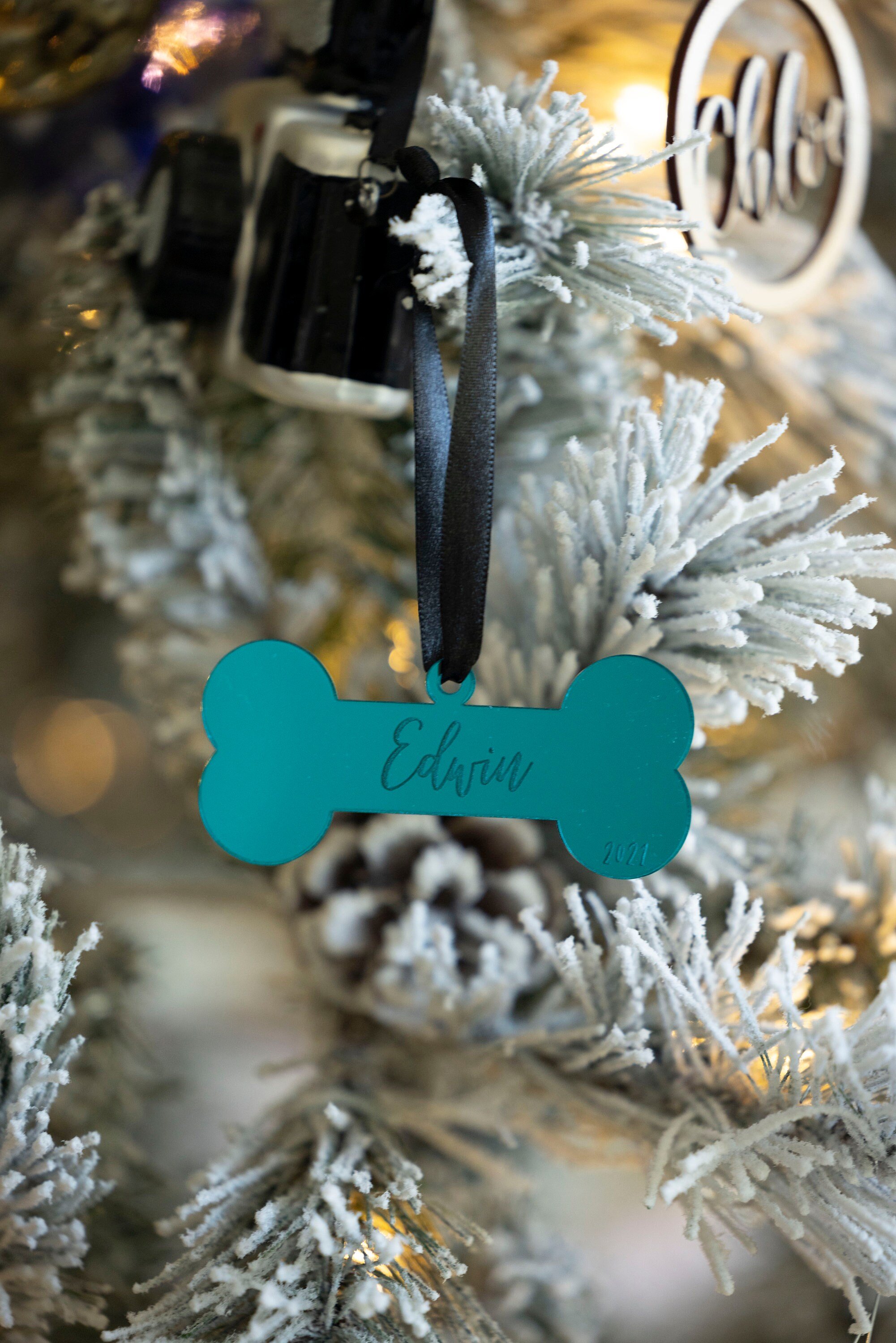 Mirrored Acrylic Dog Bone Ornament