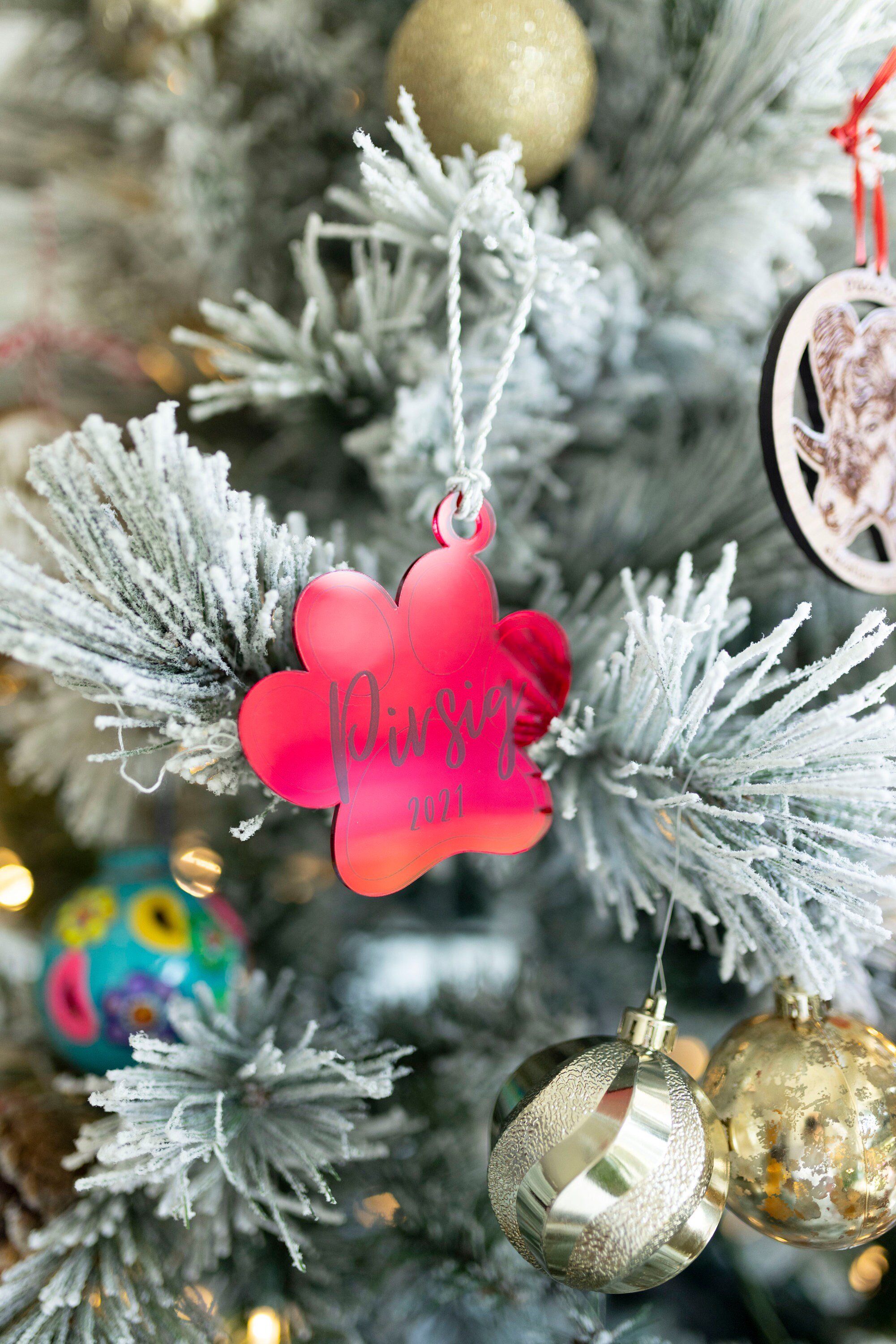 Mirrored Acrylic Dog Paw Ornament