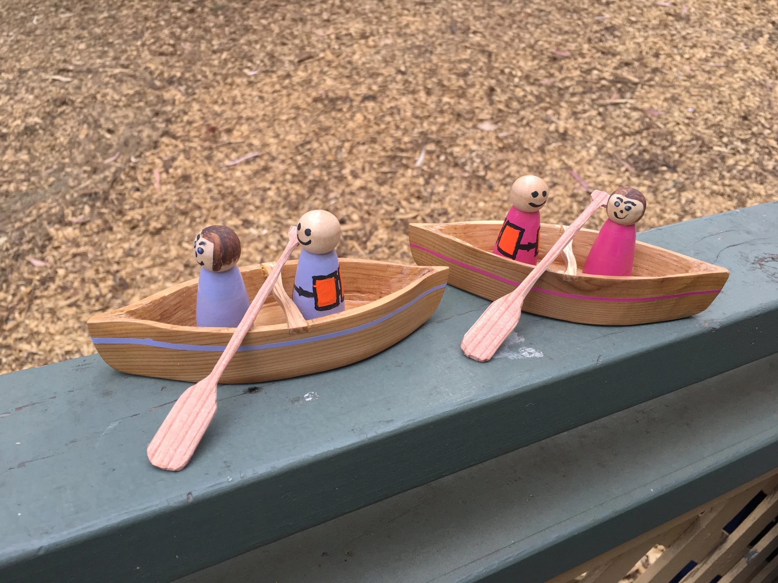 Hand Carved Canoe Toys