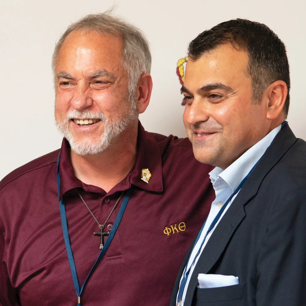 2018 Man of Achievement, Brother Mike Callais (Louisiana State University, ‘84) (left), alongside 2018 John F. Kennedy Award recipient, Ali Soufan (Mansfield University, ‘94). Both pictured at IMPACT18 in Orlando, FL this past August.