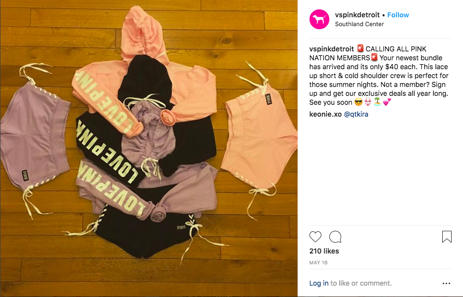 Social Media Post @VSPinkDetroit