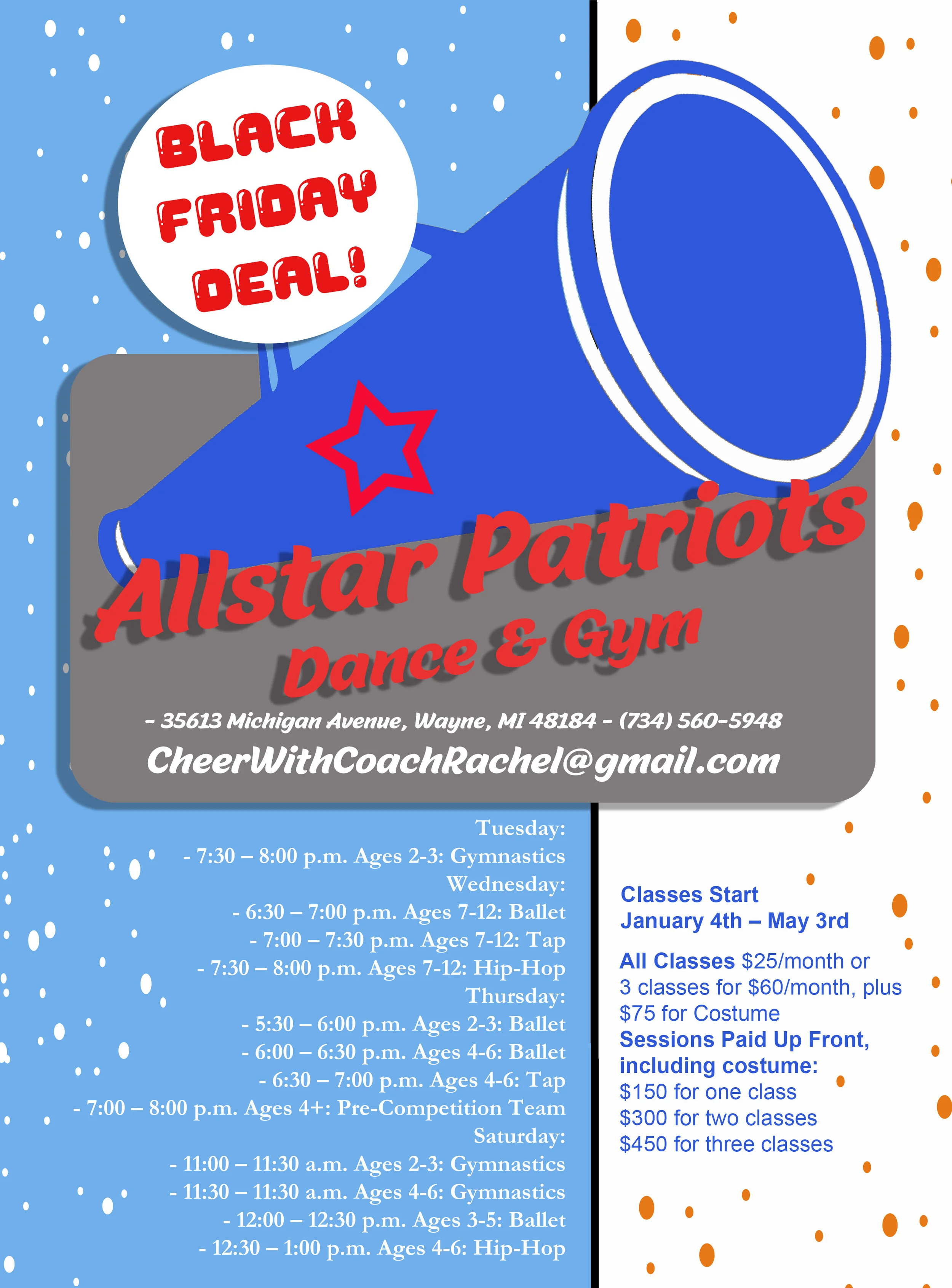 AllStar Dance Studio's 2019 Black Friday Marketing Poster