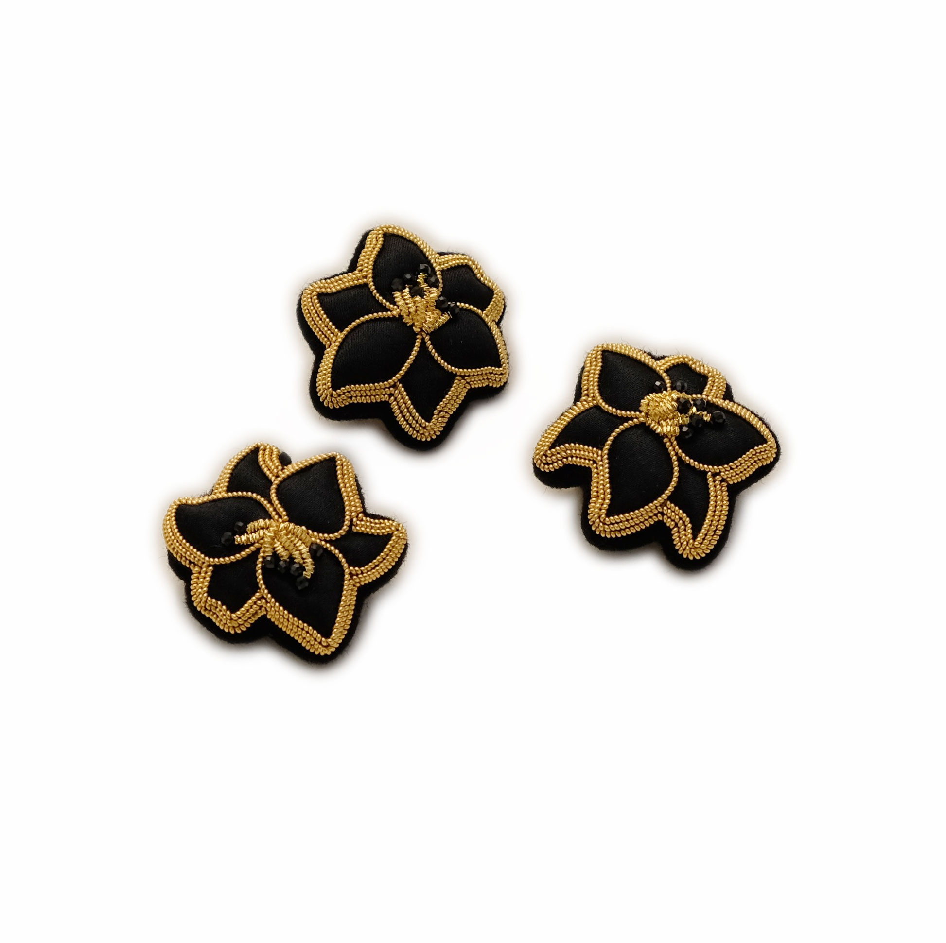 Lily Flower Black Garnet Mini Brooch