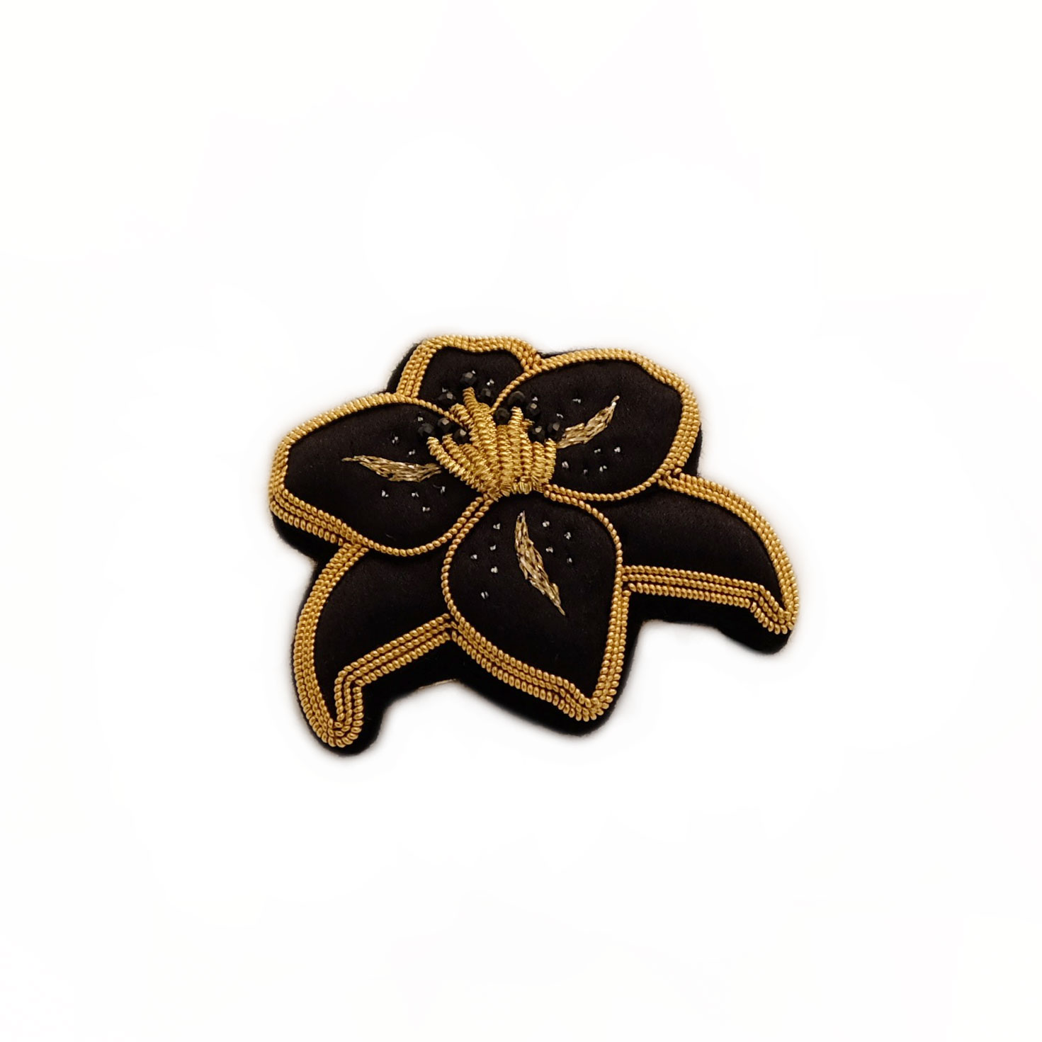 Lily Flower Black Garnet Brooch