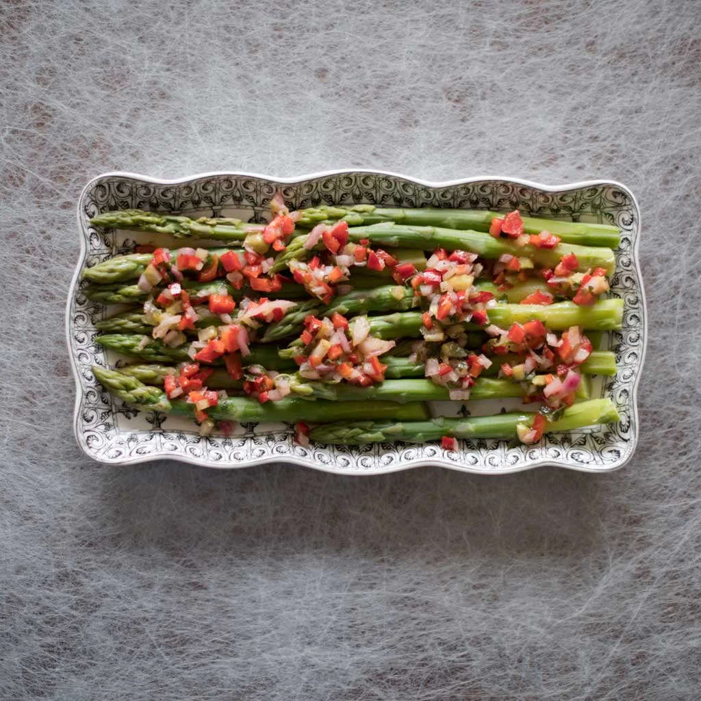 Asparagus steamed with homemade vinaigrette