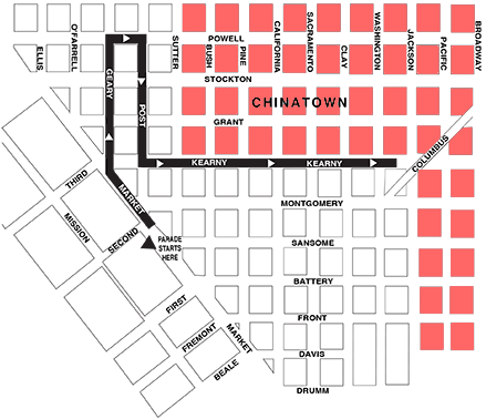 The Southwest Airlines Chinese New Year Parade Route Map