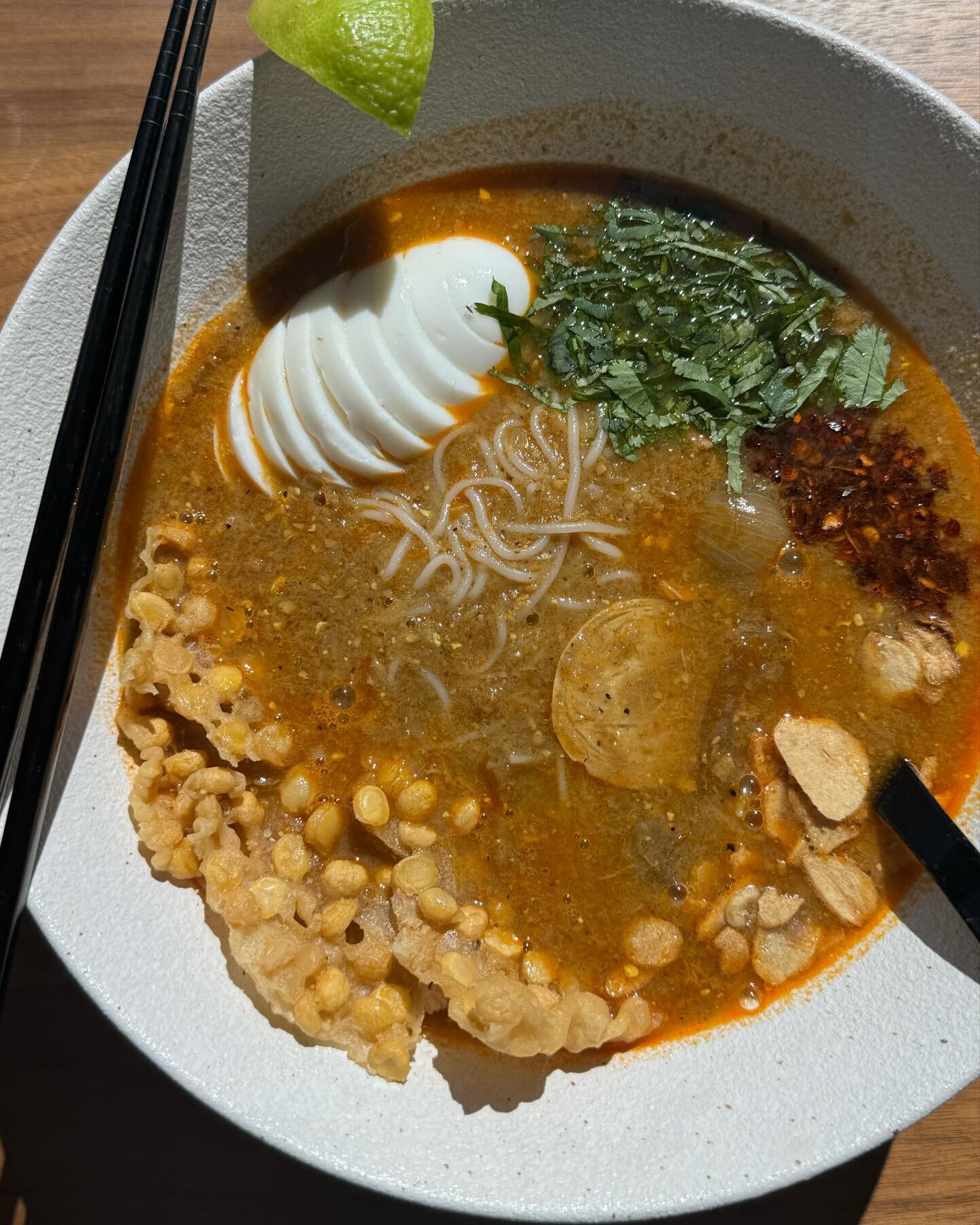 Say hi to your new favorite noodle soup: mohinga aka Burmese breakfast noodle soup at bay of Burma, a small 11-month-old restaurant on Folsom. I&rsquo;ve often wondered why these noods never caught on like pho or ramen&mdash;I grew up eating the stuf