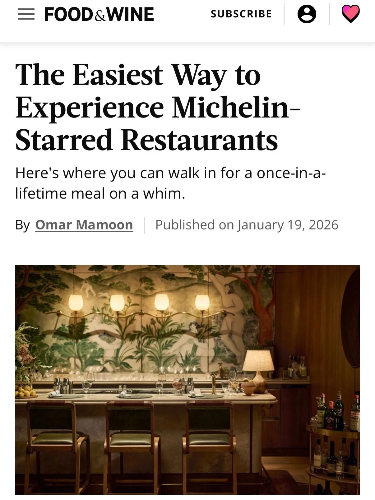I know the algo-gods don&rsquo;t like it when I screenshot my articles, but I don&rsquo;t really care&mdash;I post for the people. and this is a good one: my inaugural piece for FOOD&amp;WINE,  a fun approach to fine-dining. We usually have to plan m