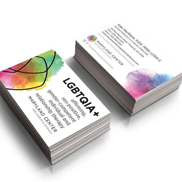 Celebrating pride month! These business cards were created for queer-identified psychotherapists specializing in gender, sexuality, relationships and sex therapy. We wanted to create something abstract and colorful that would represent people coming 