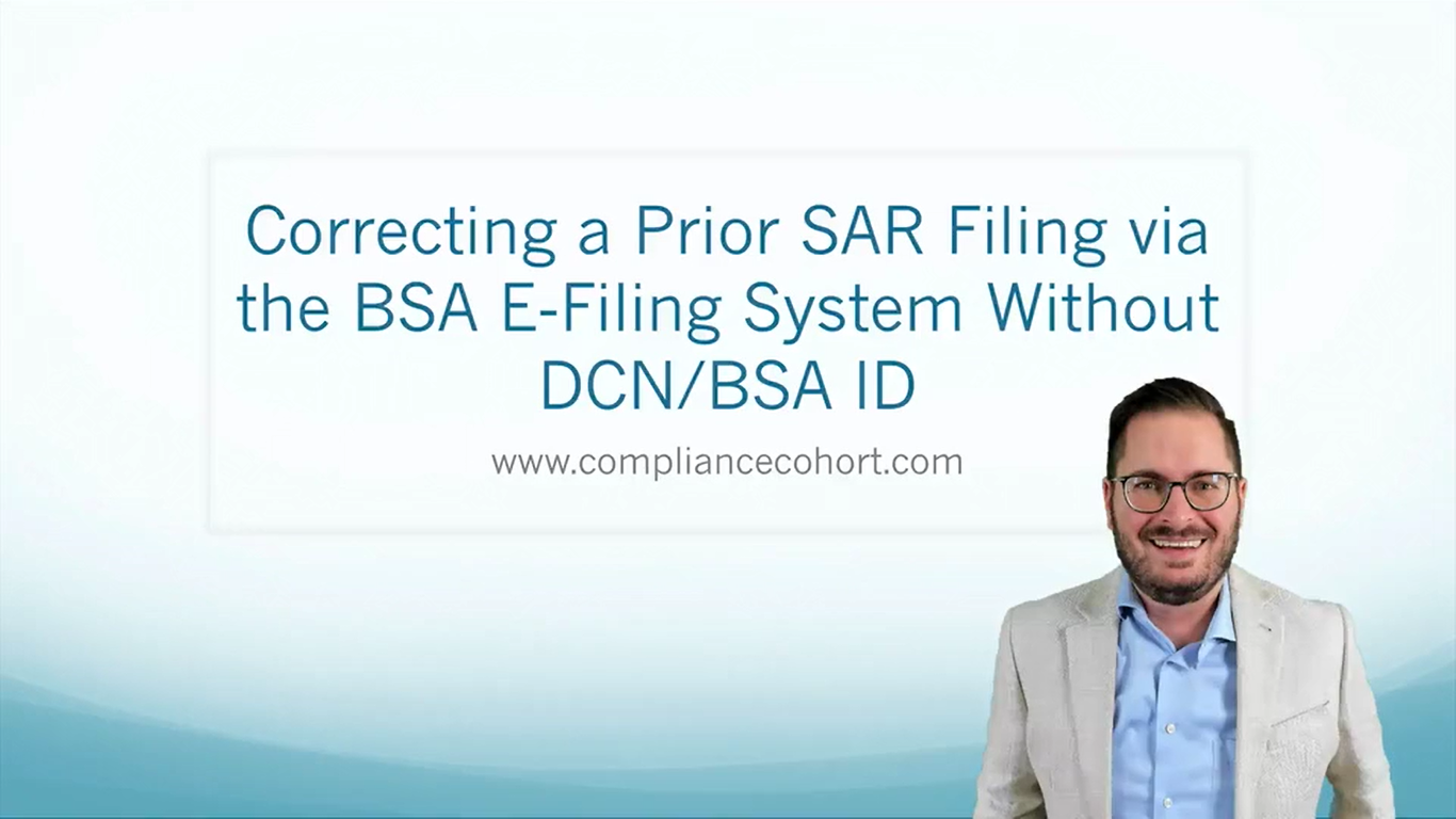 VIDEO: Correcting a SAR without the Prior BSA ID