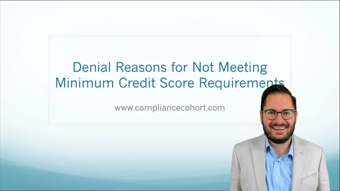 VIDEO: Denial Reasons for Not Meeting a Minimum Credit Score ...