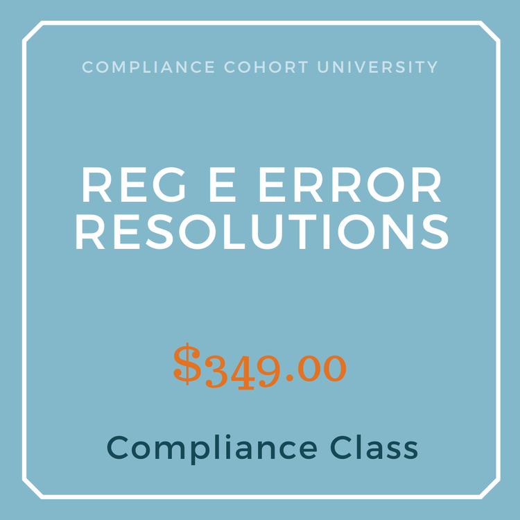 Reg E Error Resolutions — Compliance Cohort