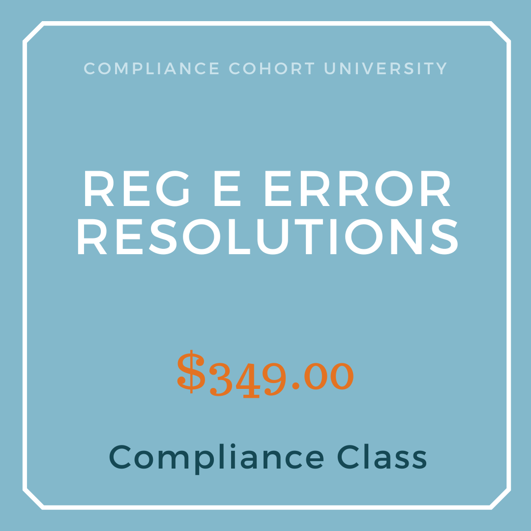 Reg E Error Resolutions — Compliance Cohort